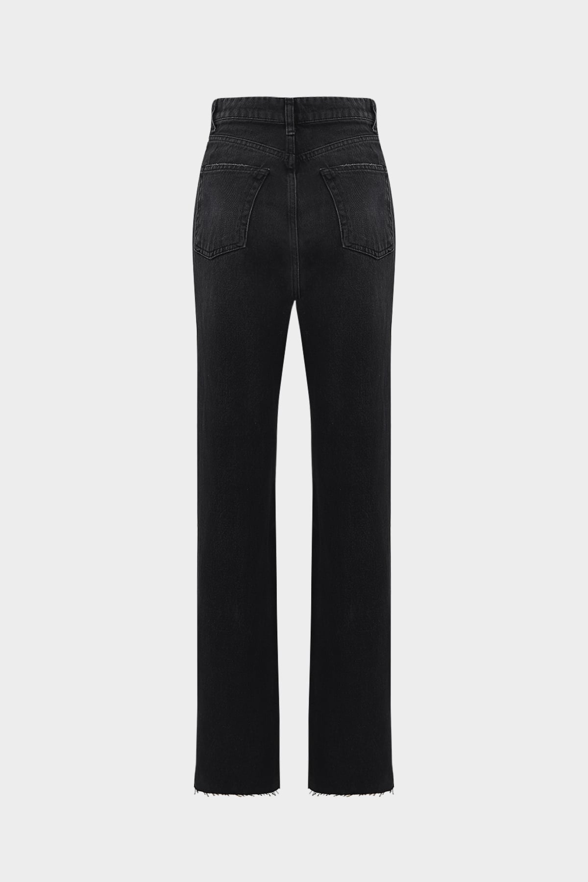 High Waist Straight Leg Düz Paça Dikişsiz Jean |  