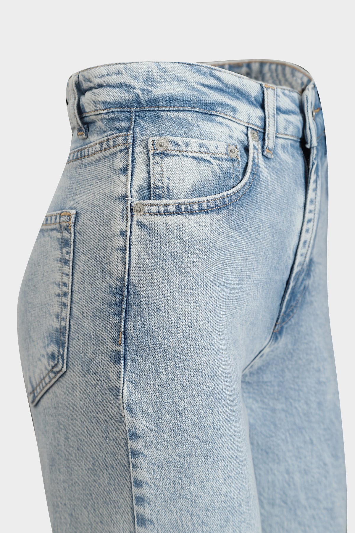 Orta Bel Likralı Straight Light Blue Düz Paça Dikişsiz Jean  |  