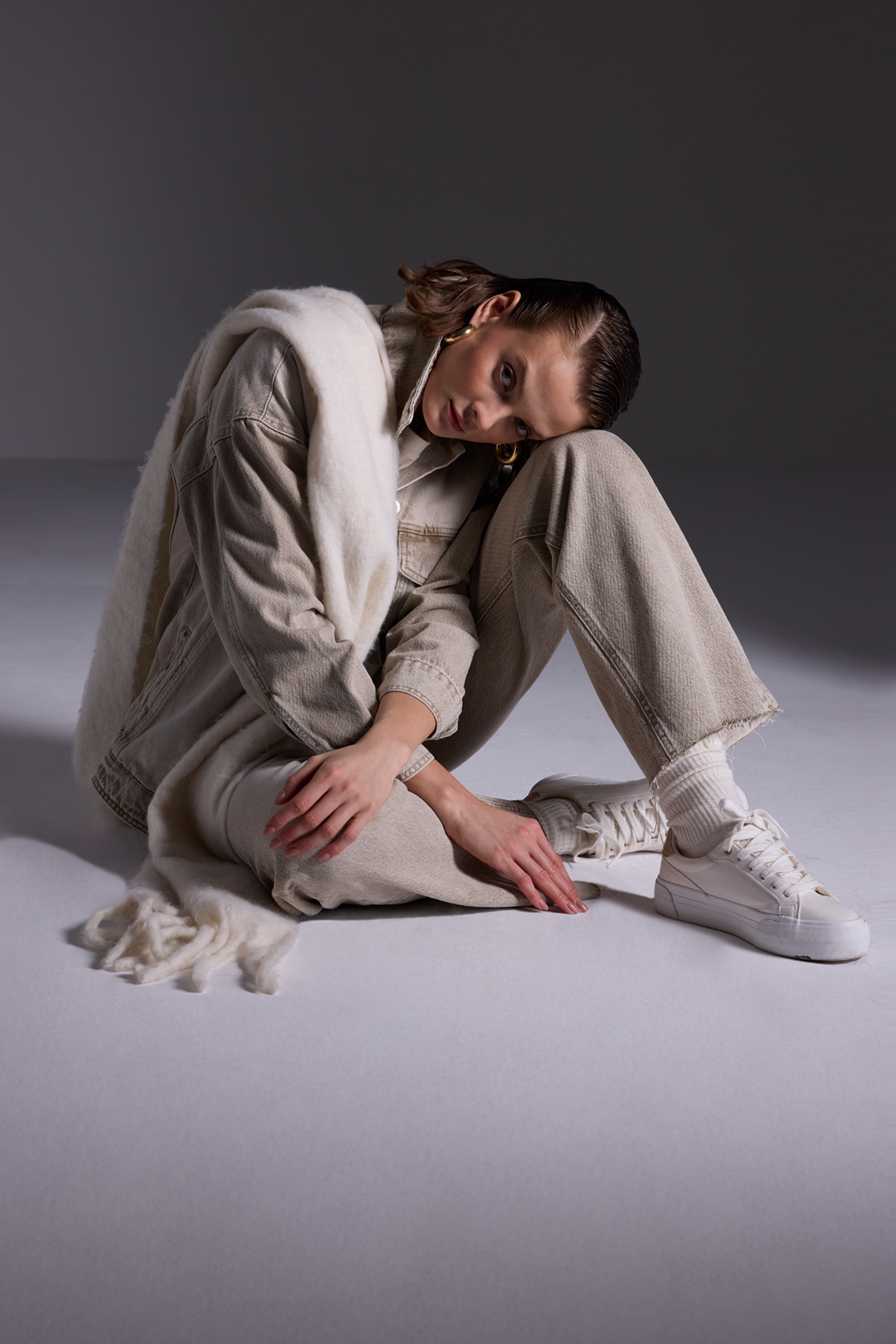 High Waist Wide Leg Kar Yıkama Geniş Paça Dikişsiz Jean