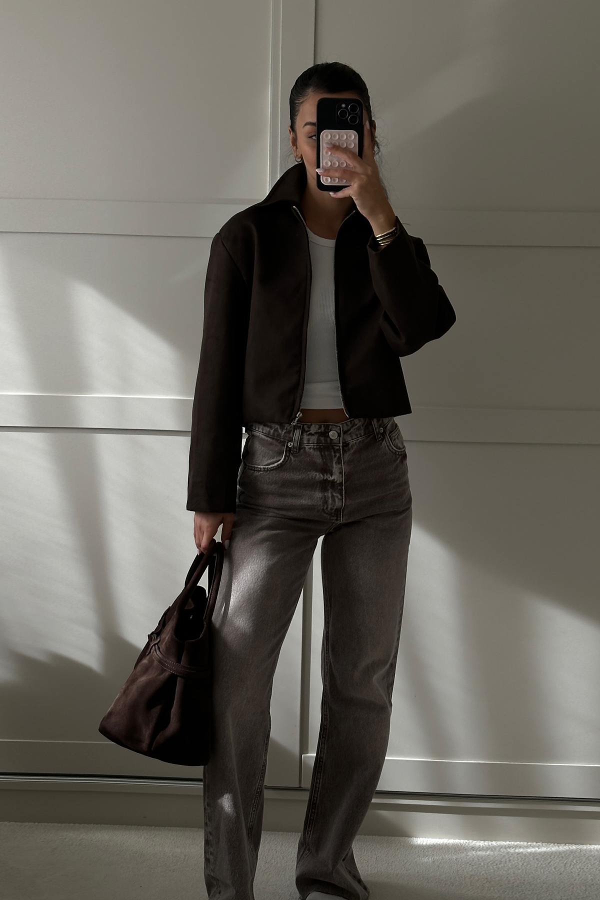 High Waist Wide Leg Kar Yıkama Geniş Paça Dikişsiz Jean |  