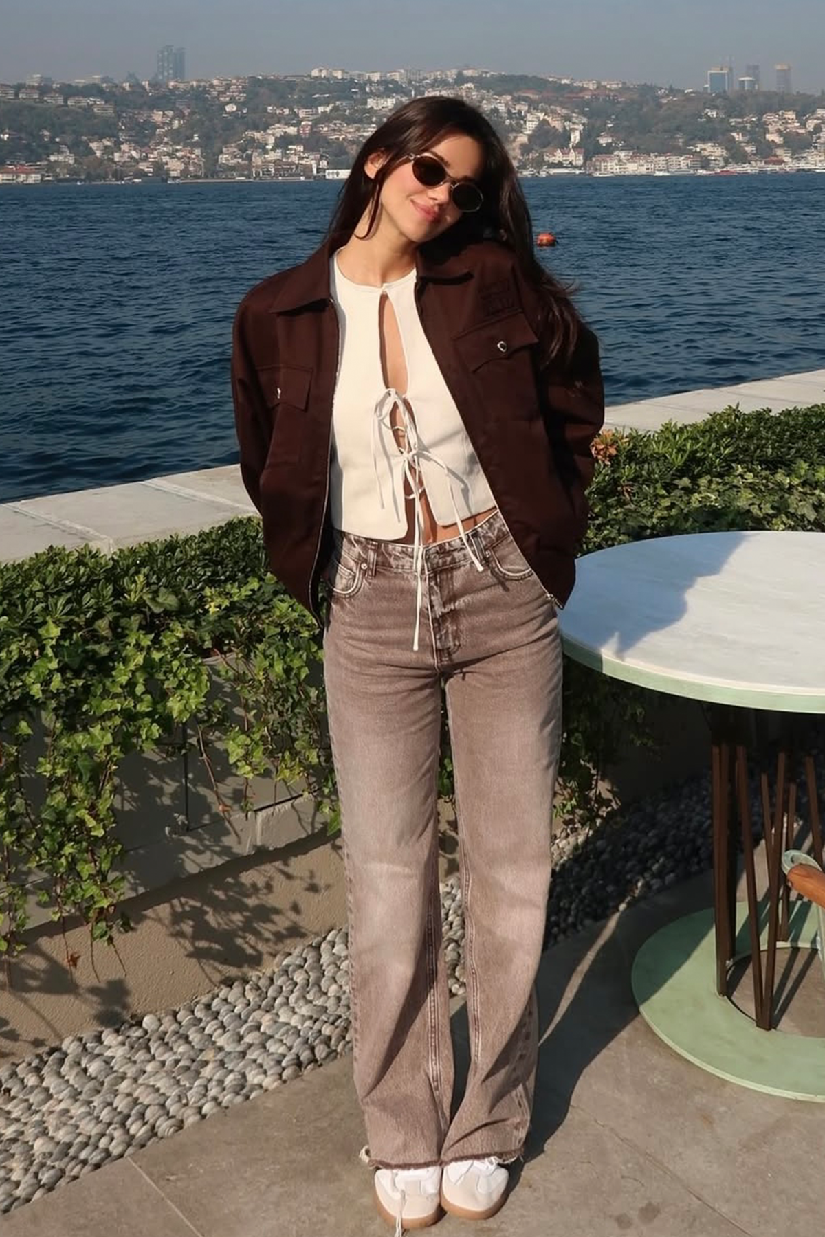 High Waist Wide Leg Kar Yıkama Geniş Paça Dikişsiz Jean |  
