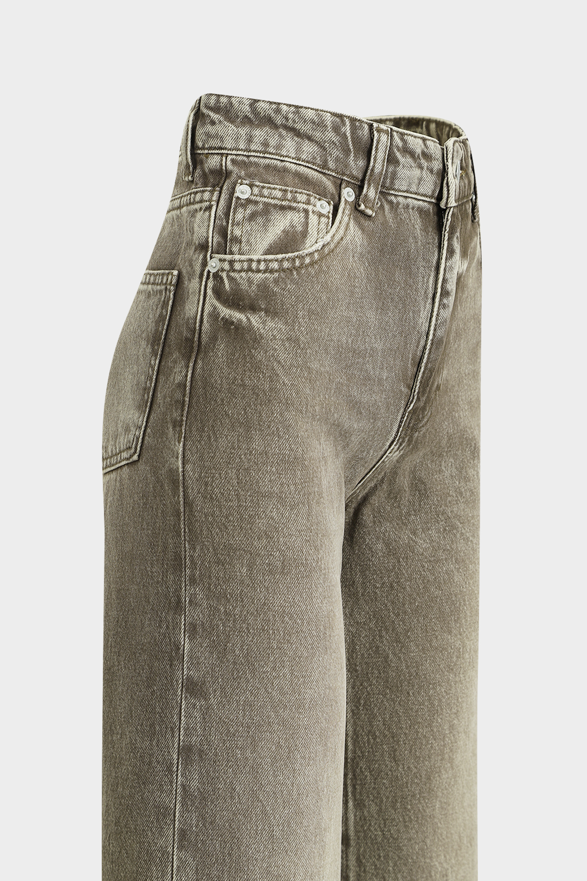 High Waist Wide Leg Kar Yıkama Geniş Paça Dikişsiz Jean |  