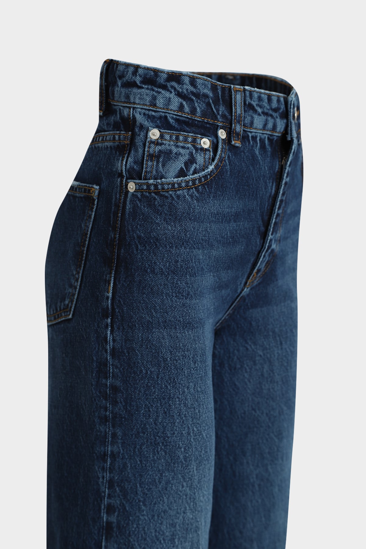 High Waist Wide Leg Kar Yıkama Geniş Paça Dikişsiz Jean |  