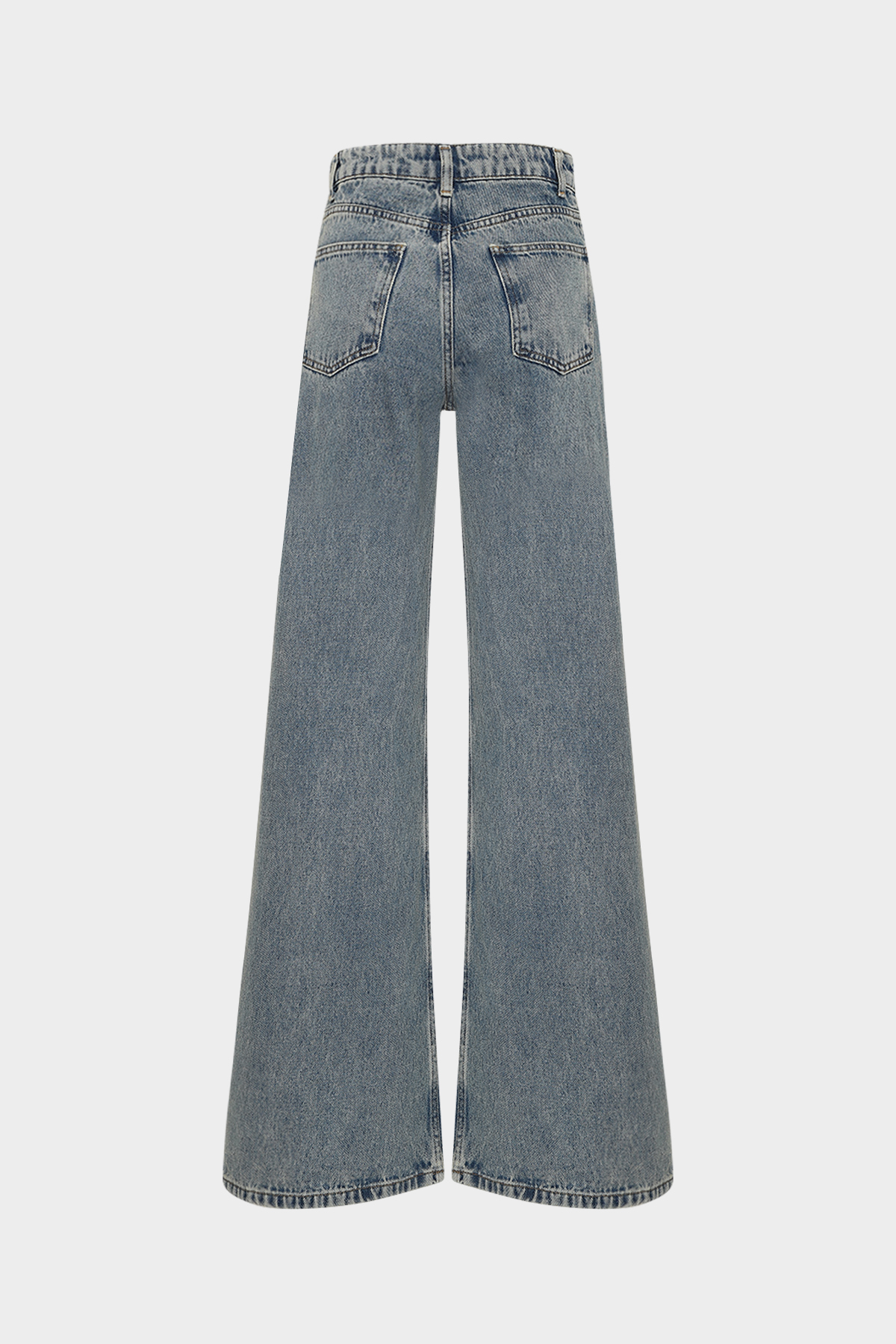 High Waist Wed Leg Mid Blue Extra Geniş Paça Jean | Açelya Okçu 
