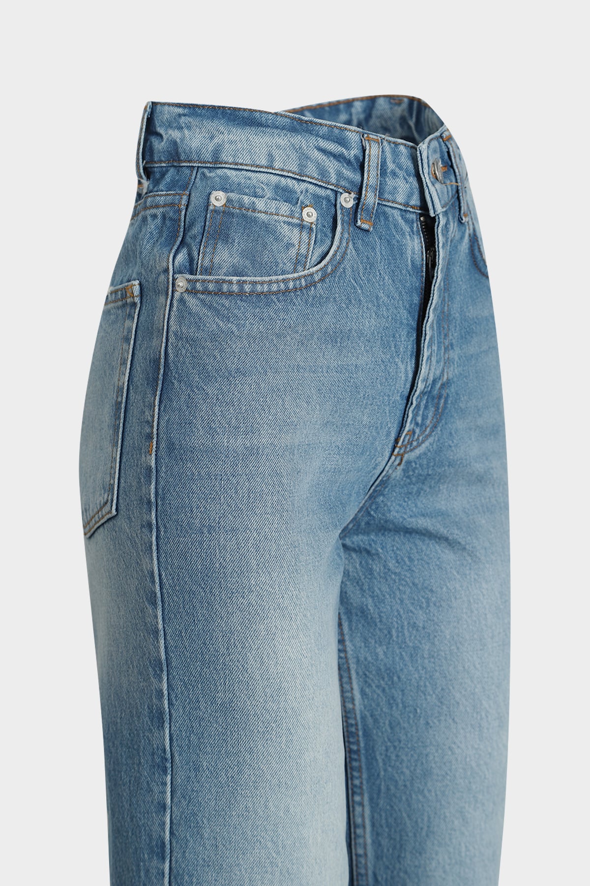 High Waist Straight Leg Blue Jean |  