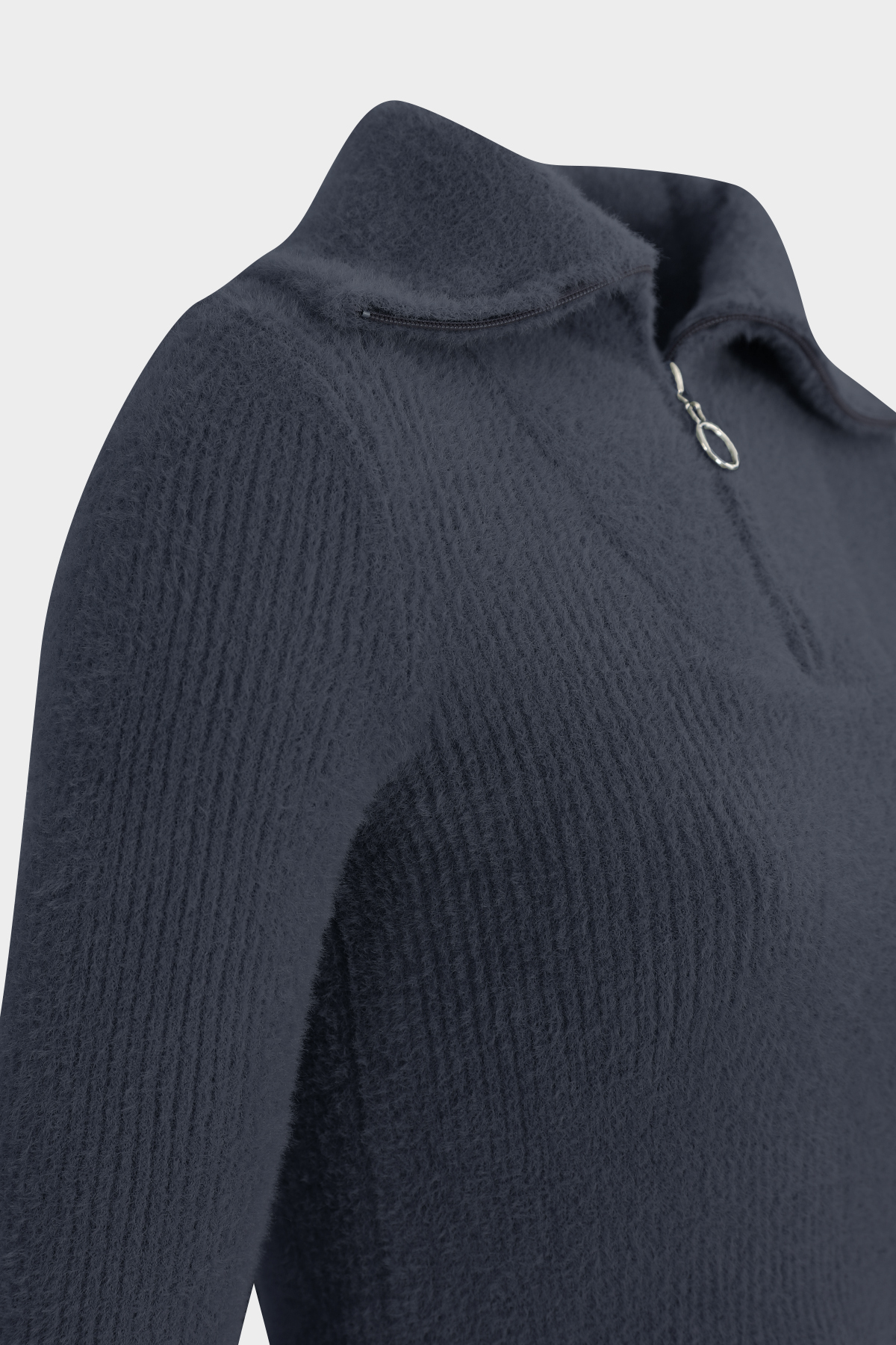 Premium Fermuar Detaylı Crop Kadın Yumoş Triko Kazak | Açelya Okçu 