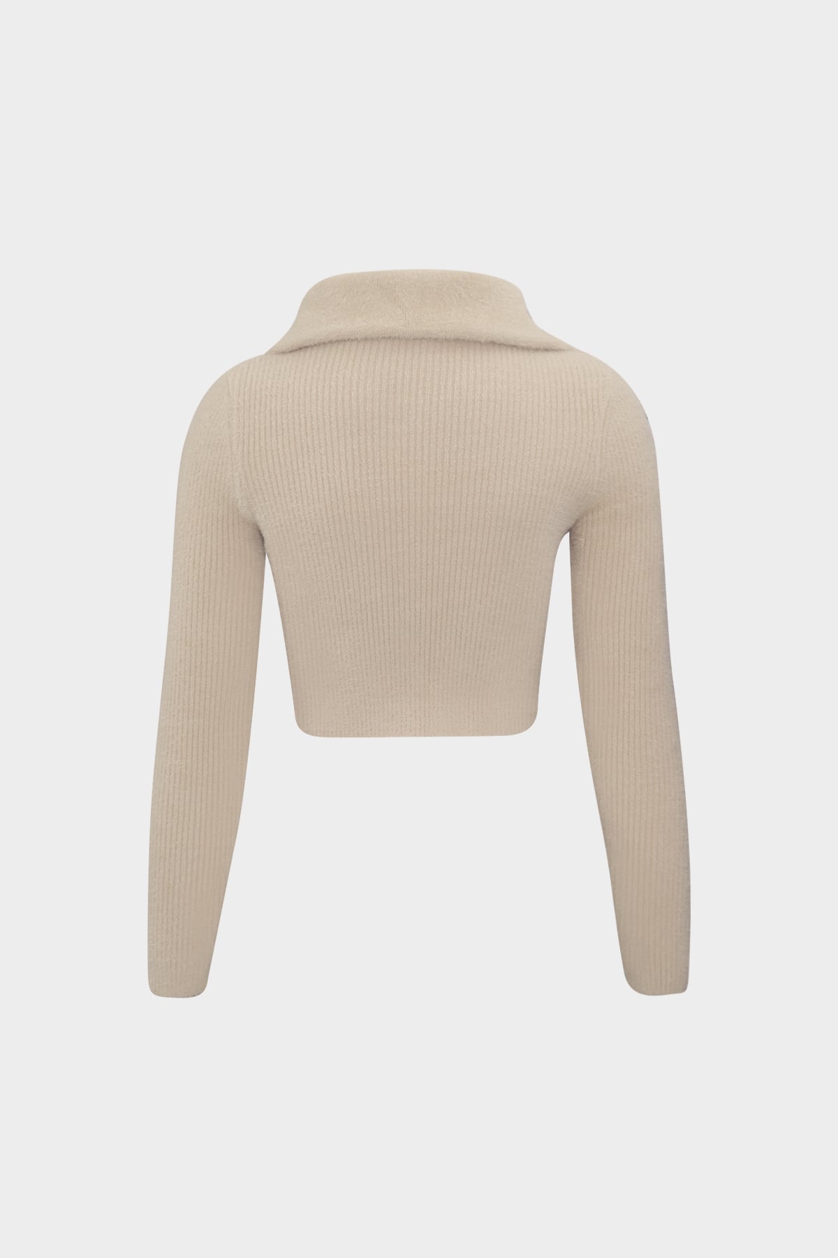 Premium Fermuar Detaylı Crop Kadın Yumoş Triko Kazak | Açelya Okçu 