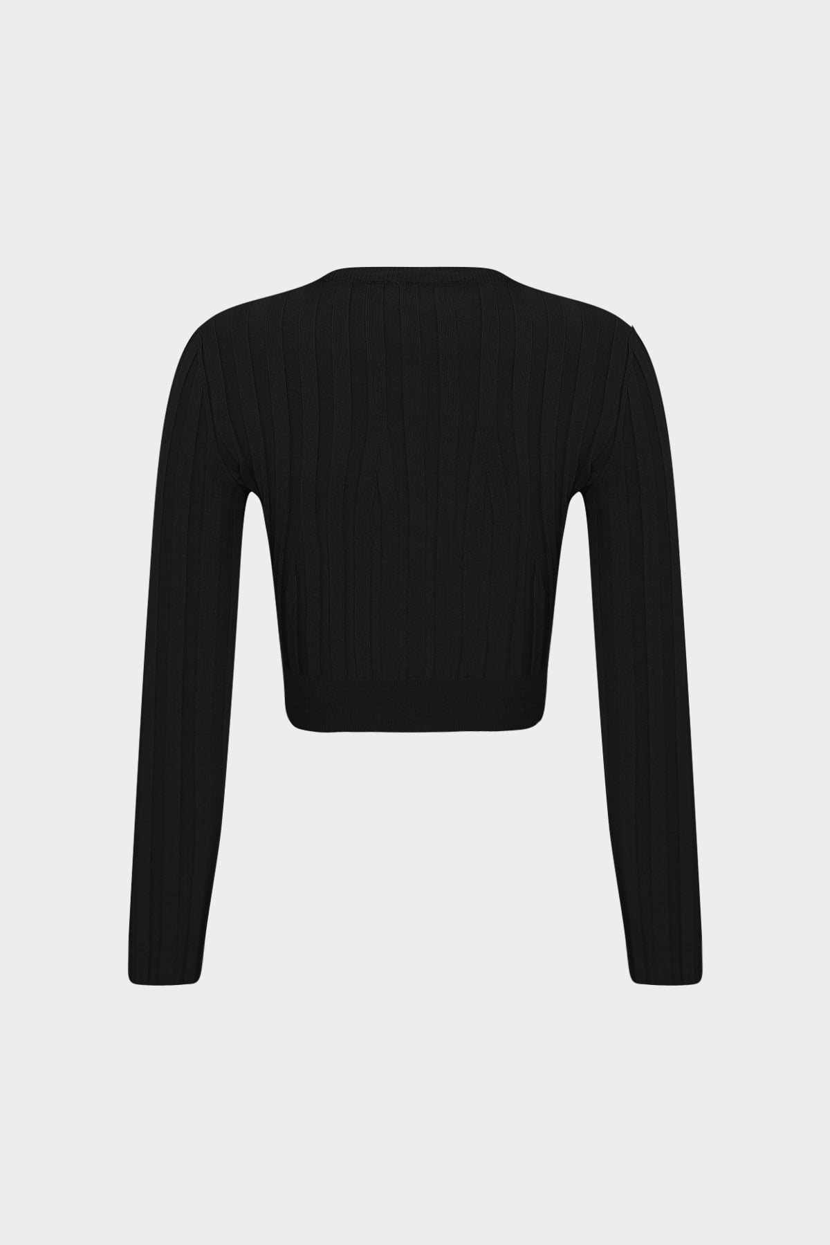 Bisiklet Yaka Slim Fit Crop Triko Kazak |  