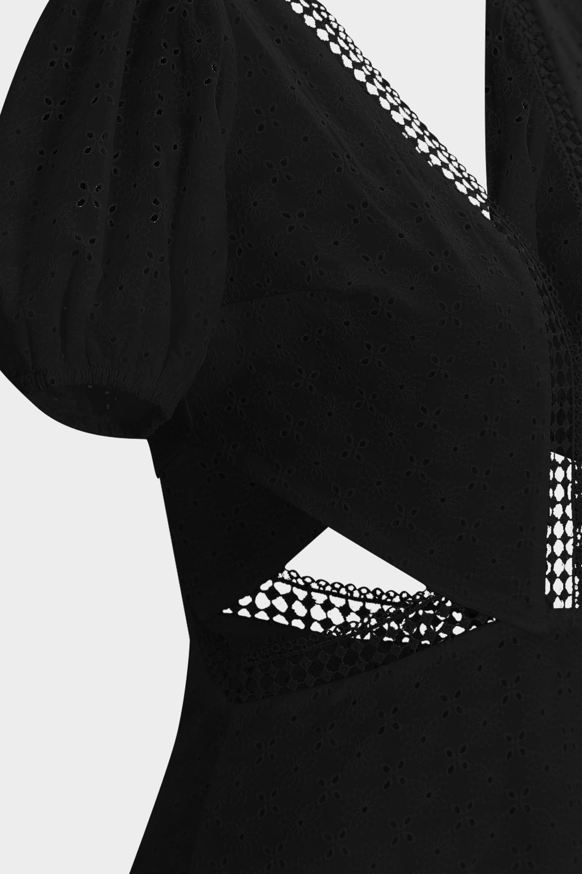 Fisto Detaylı Cut Out V Yaka Slim Fit Kadın Mini Elbise |  