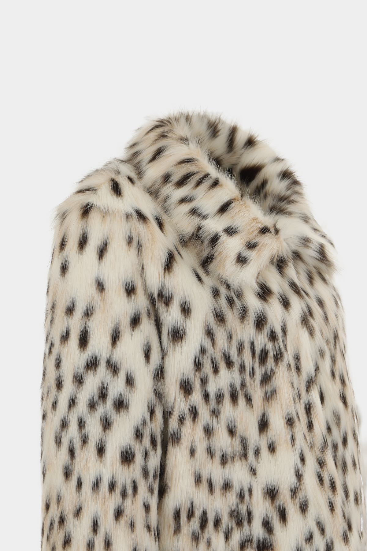 Premium Leopar Desen Bebe Yaka Suni Kürk Kadın Mont |  