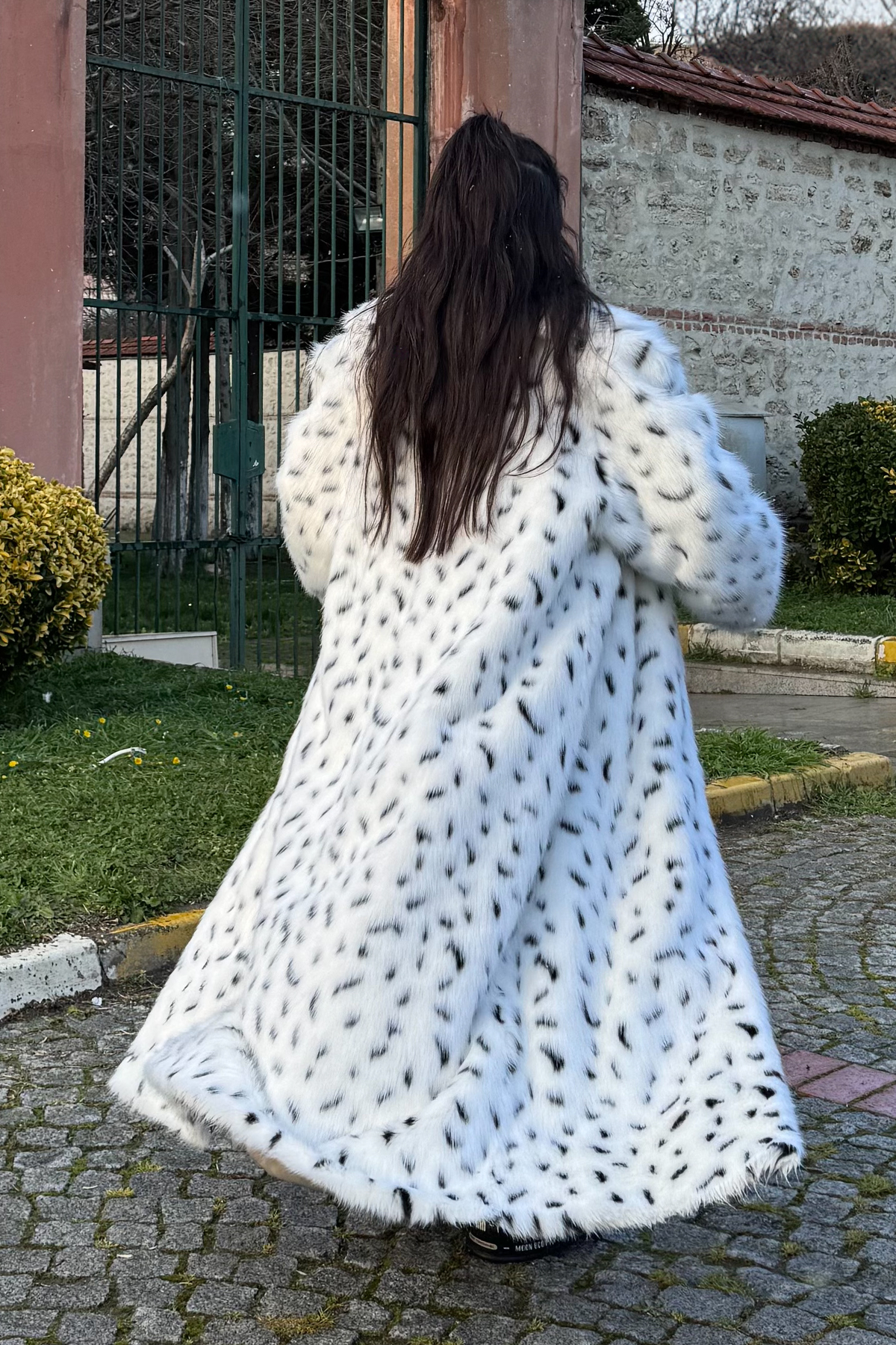 Premium İngiliz Yaka MOB WİFE Suni Kürk Maxi Kadın Kaban |  