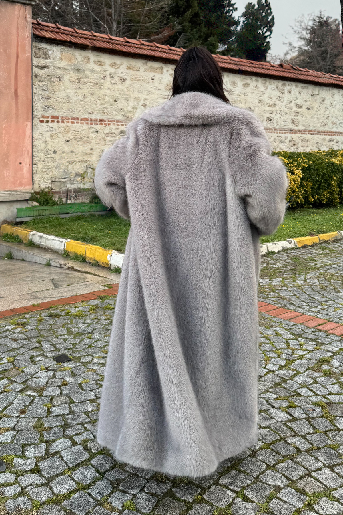 Premium Şal Yaka MOB WİFE Suni Kürk Maxi Kadın Kaban |  