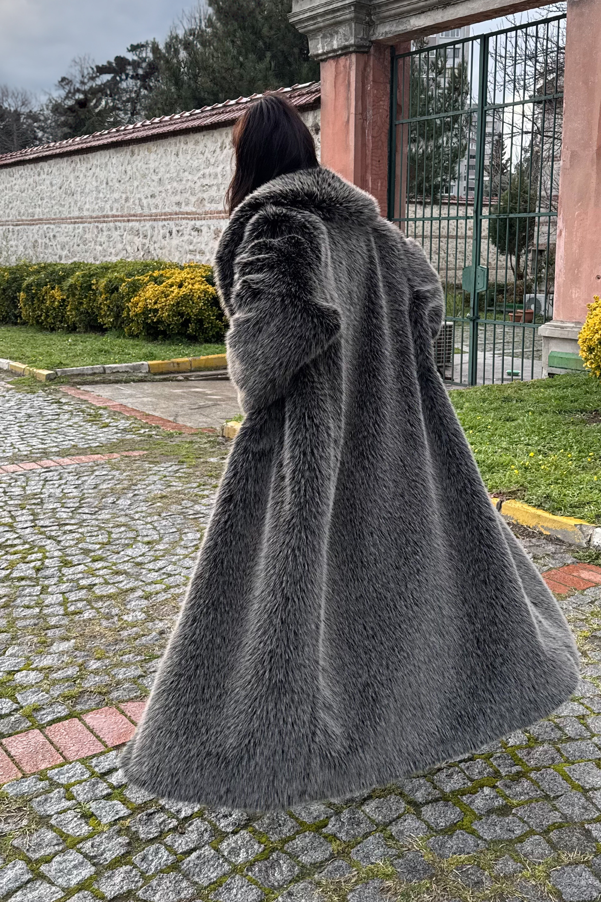Premium Şal Yaka MOB WİFE Suni Kürk Maxi Kadın Kaban |  