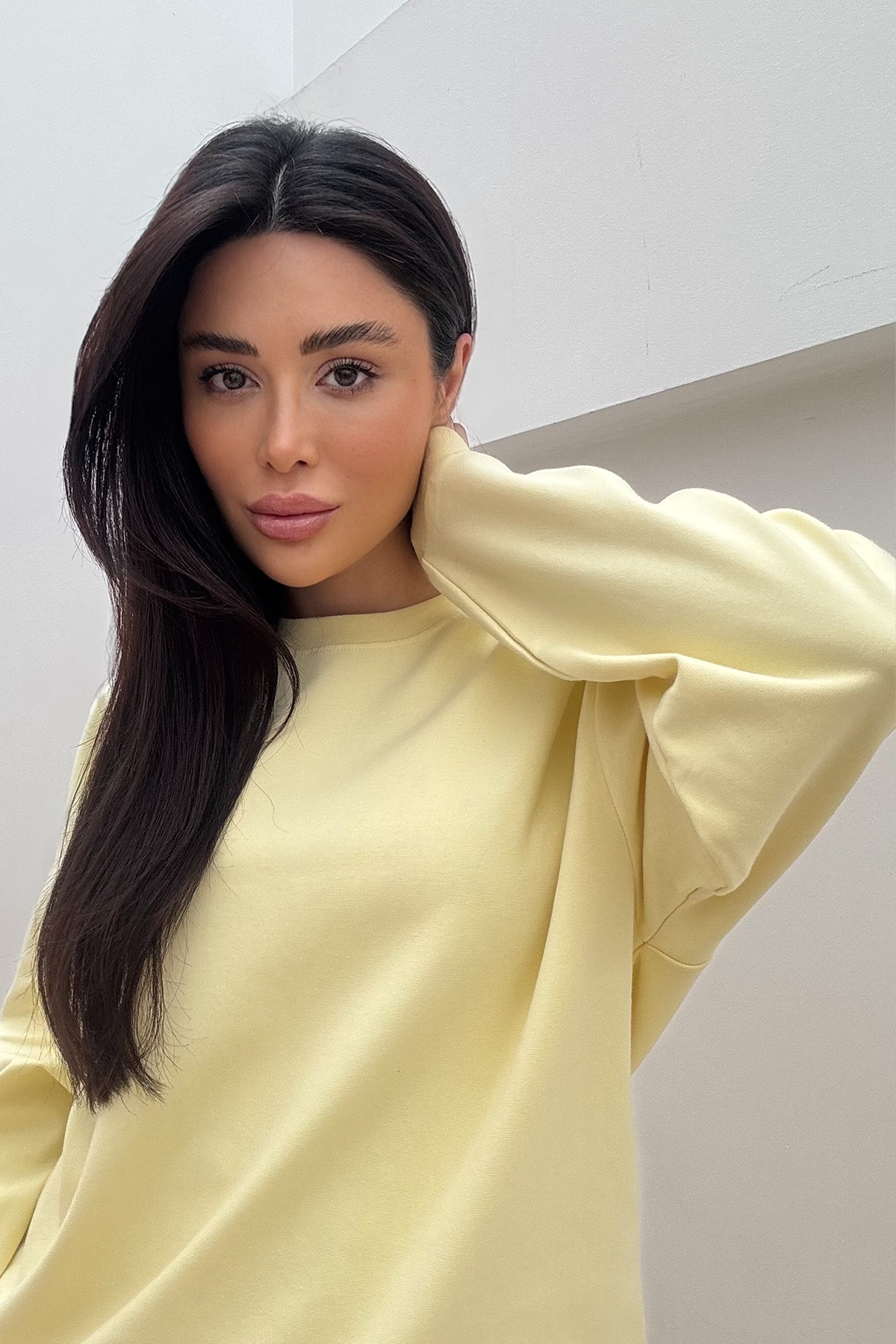 Premium Bisiklet Yaka Pamuklu Oversize Sweatshirt |  