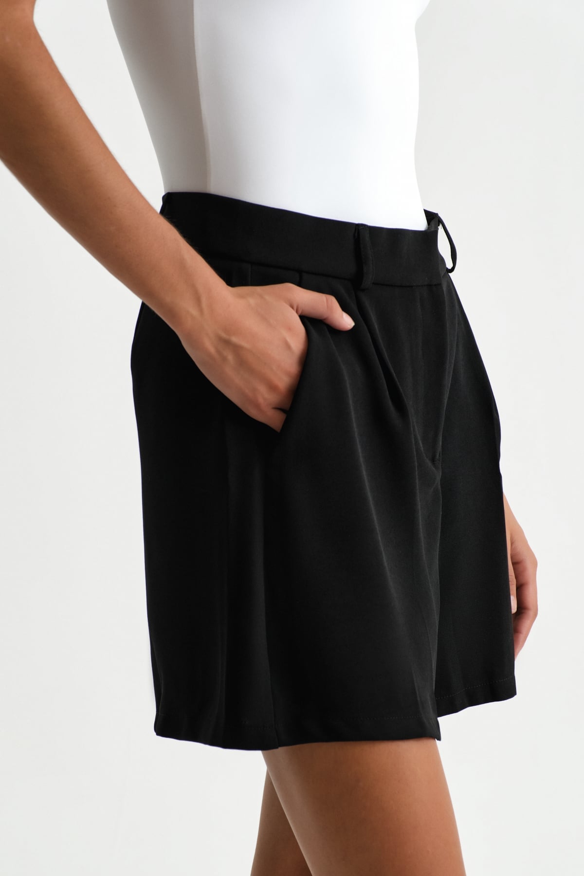 Premium Lowry Wide Leg Midi Boy Dokuma Şort |  
