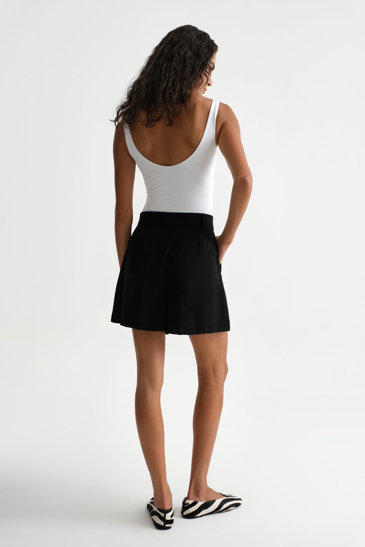 Premium Lowry Wide Leg Midi Boy Dokuma Şort |  