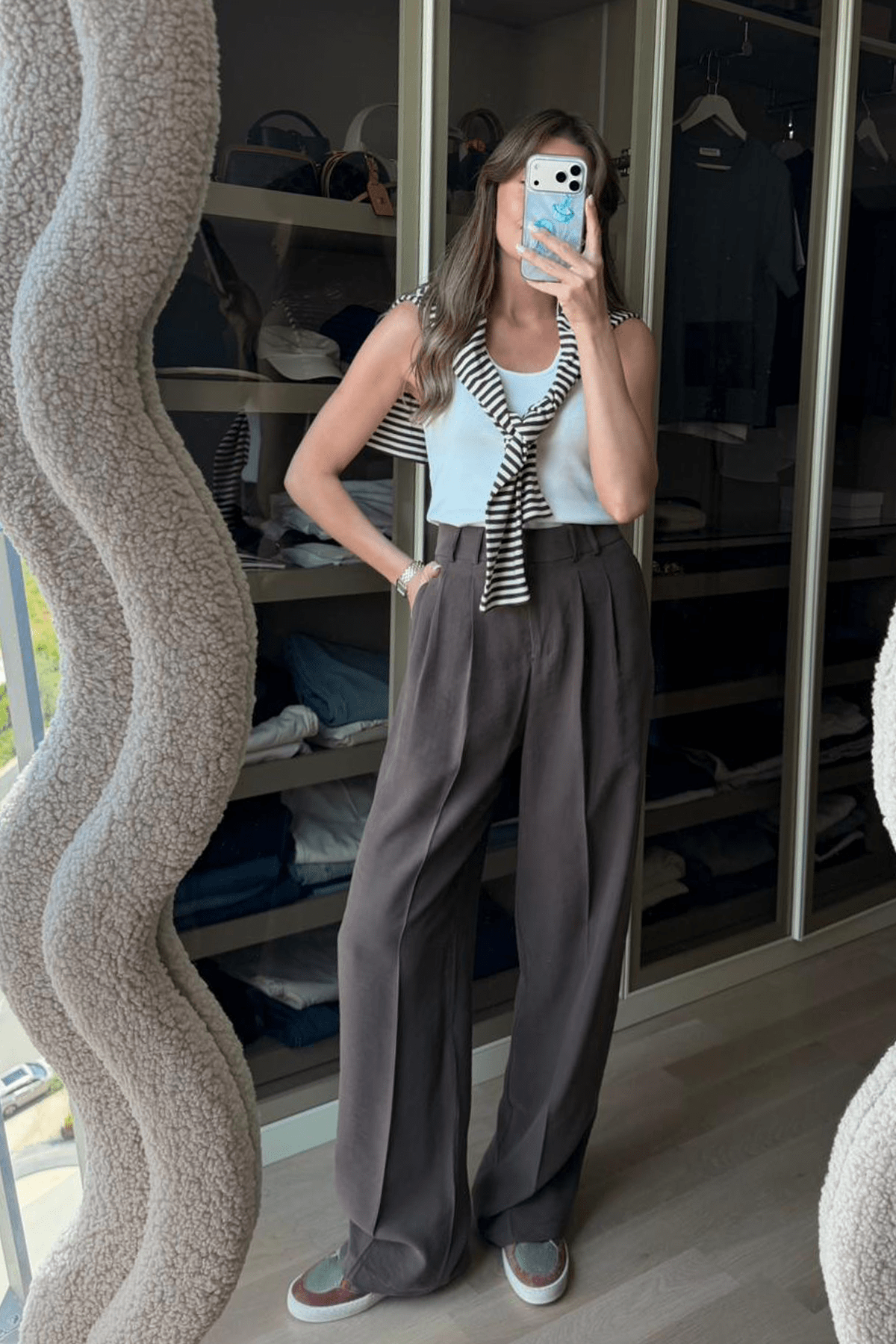 Premium Rovena Çift Plise Detaylı Dokuma Pantolon |  