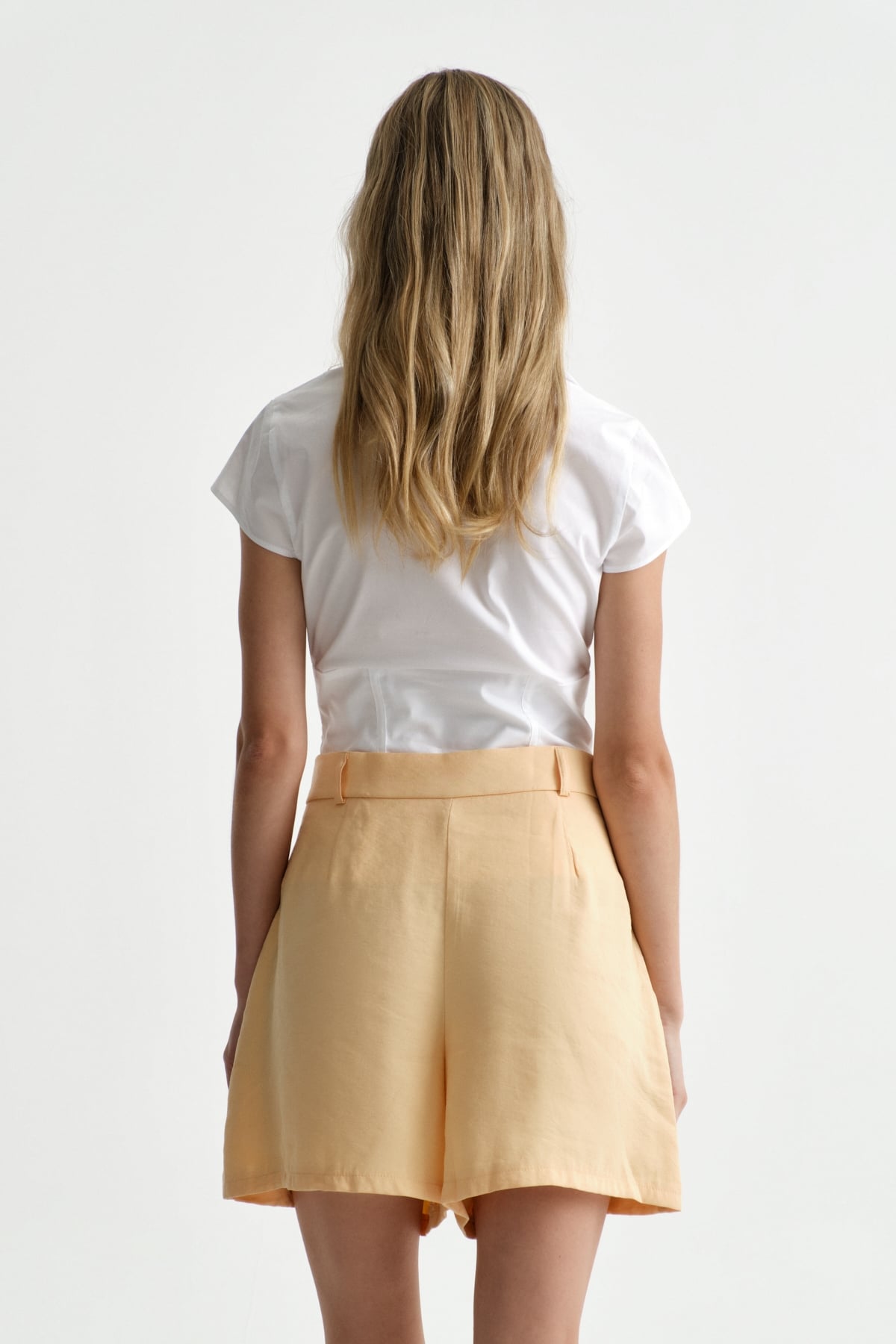 Premium Rovena Çift Plise Detaylı Midi Dokuma Şort | Açelya Okçu 