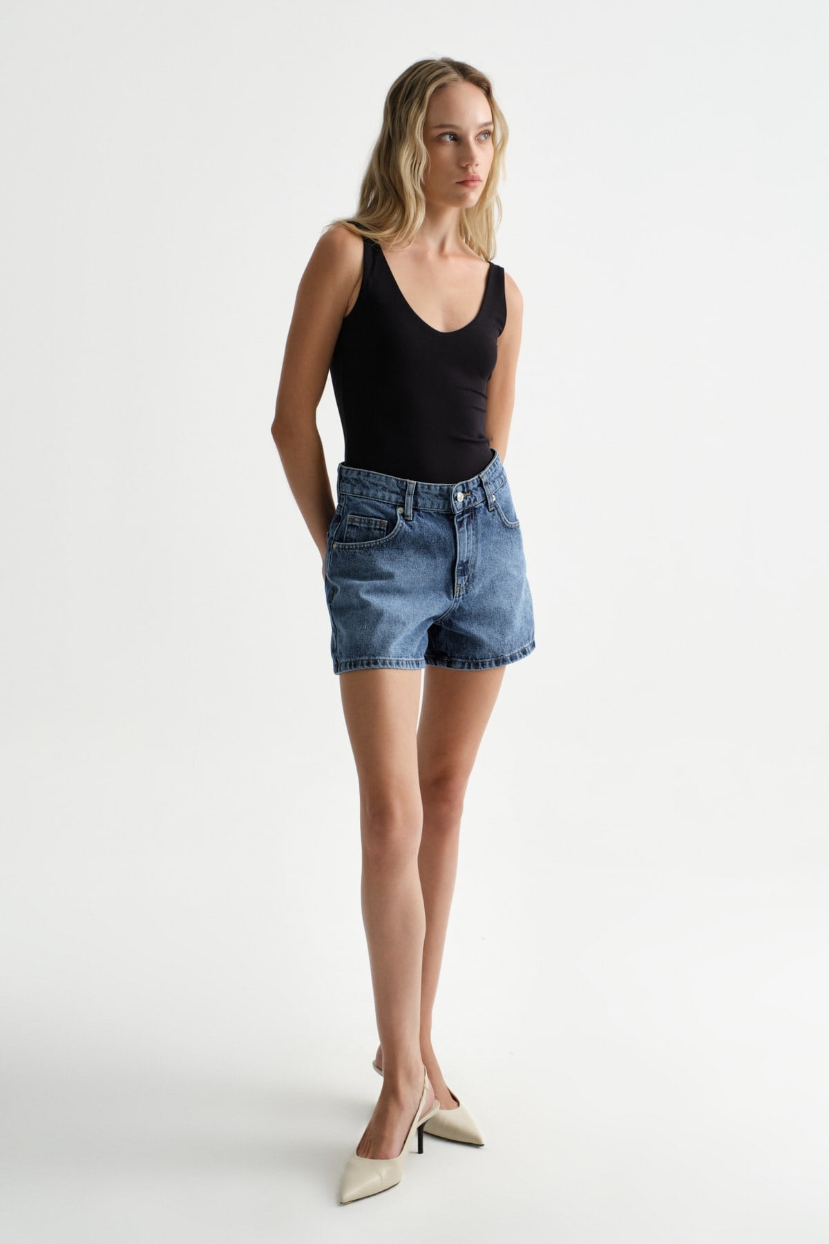 Premium Kaida Denim Mini Şort | Açelya Okçu 