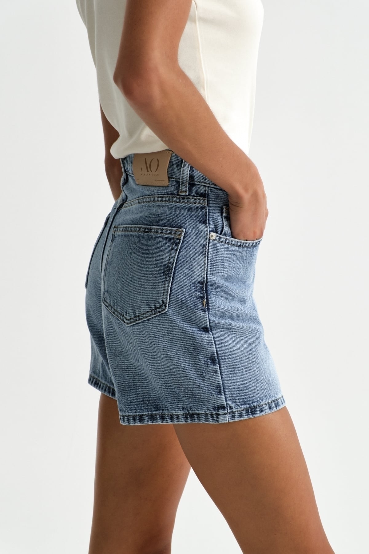 Premium Kaida Denim Midi Şort | Açelya Okçu 