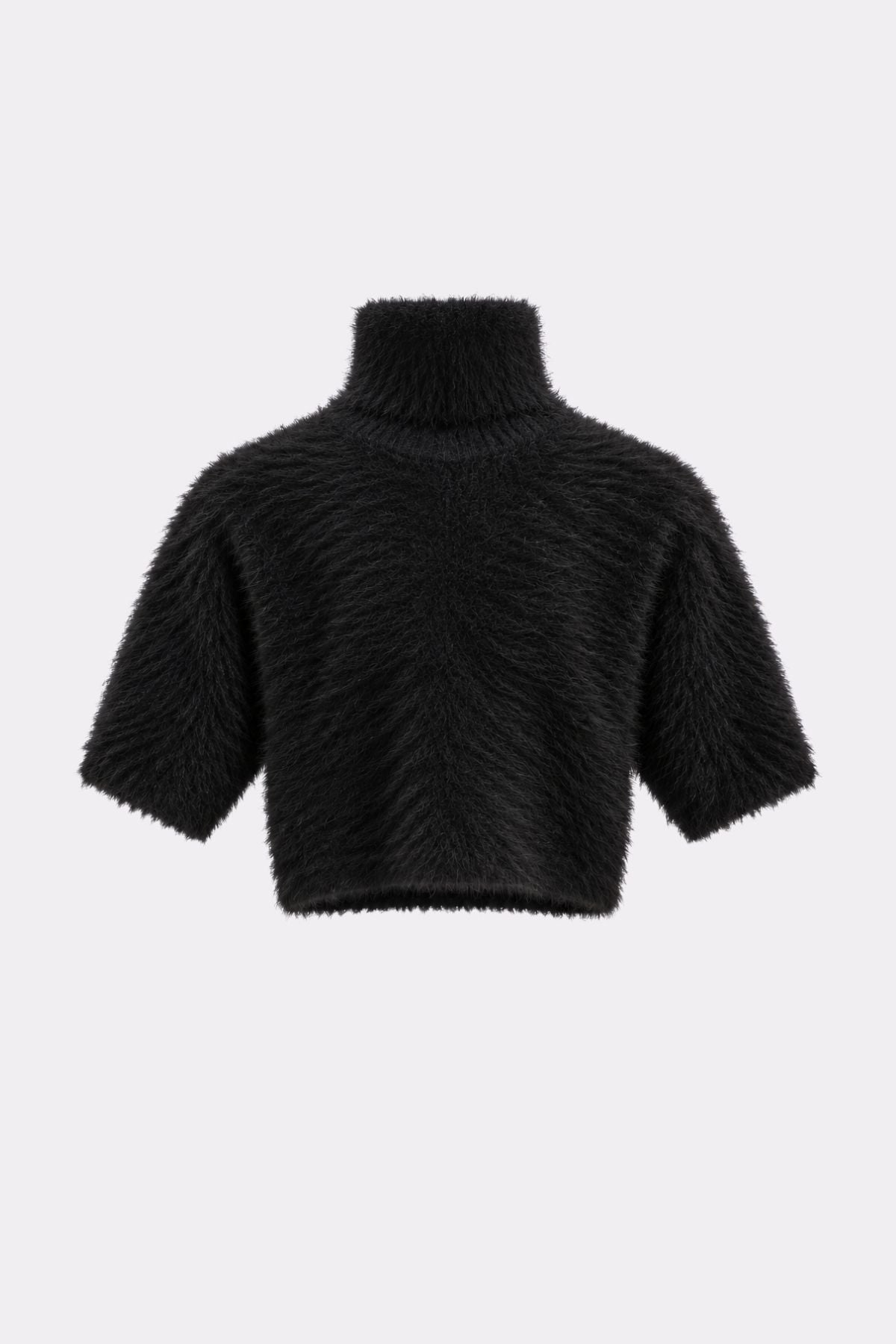 Premium ELARİS Dik Yaka  Kısa Kol  Crop Triko Kazak  | Açelya Okçu 
