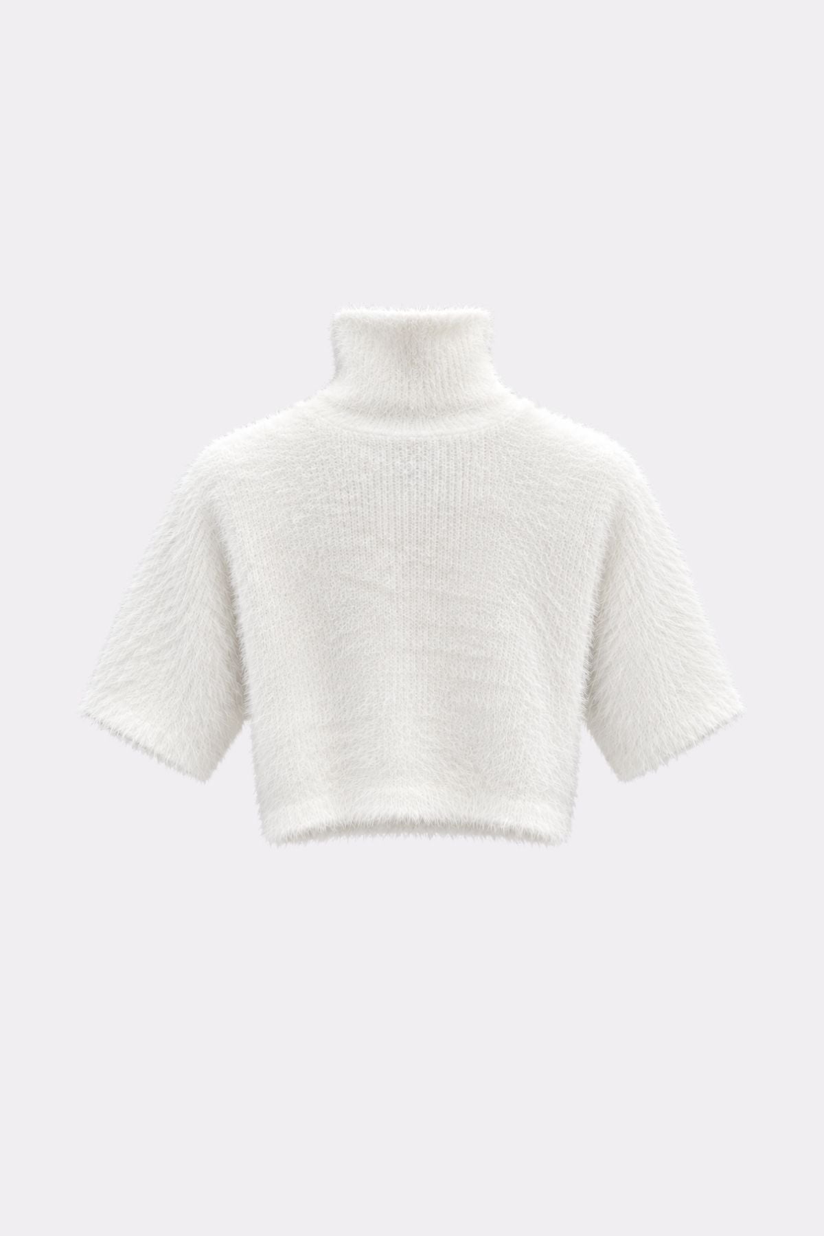 Premium ELARİS Dik Yaka  Kısa Kol  Crop Triko Kazak  | Açelya Okçu 