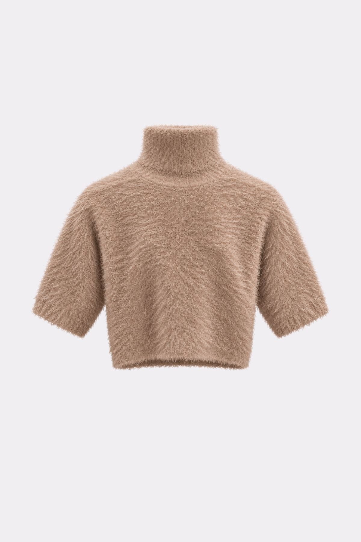 Premium ELARİS Dik Yaka  Kısa Kol  Crop Triko Kazak  | Açelya Okçu 