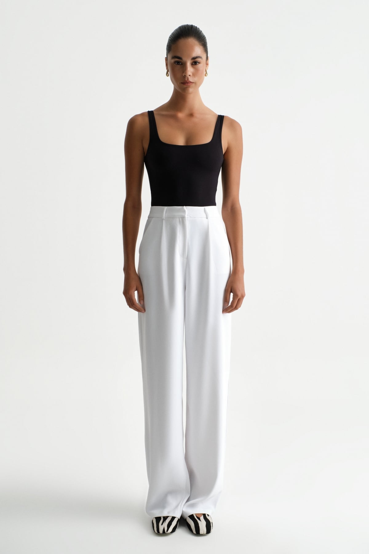 Premium Lowry Wide Leg Palazzo Dokuma Pantolon | Açelya Okçu 