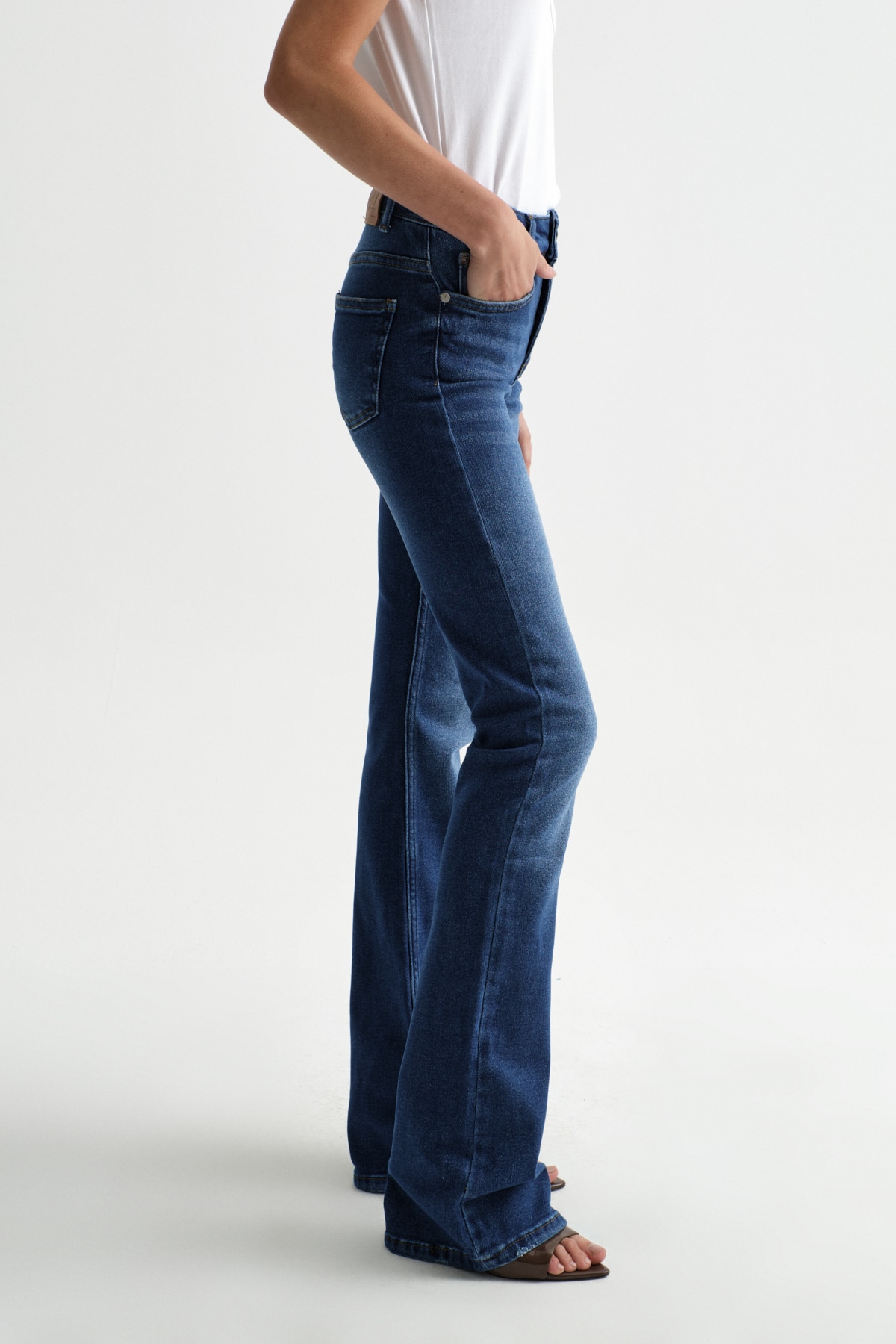 High Waist Flare Leg Full Length Stretch  Jean |  