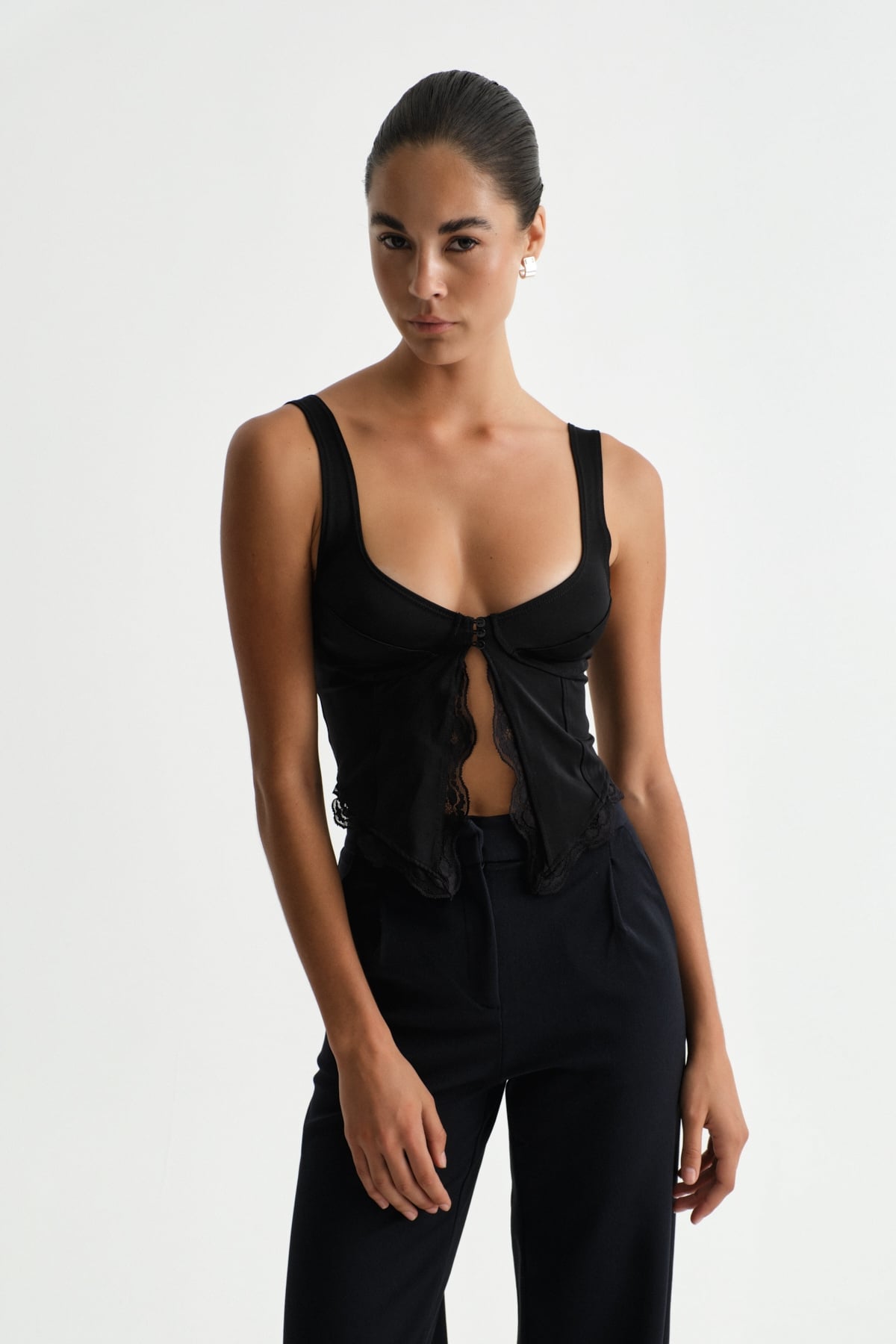 Premium VENTO Orta Bel Wide Leg Dokuma Pantolon |  