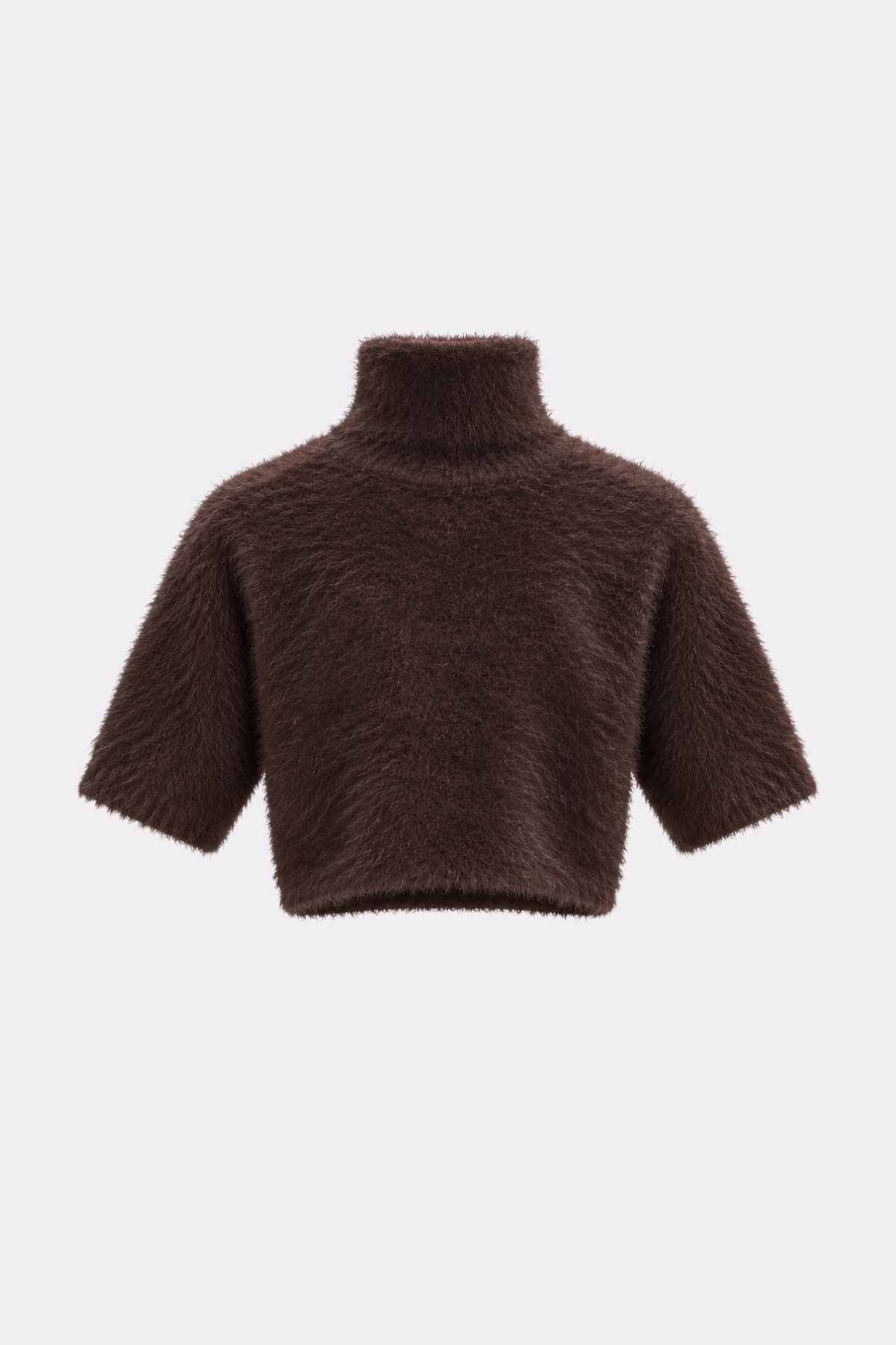 Premium ELARİS Dik Yaka  Kısa Kol  Crop Triko Kazak  | Açelya Okçu 