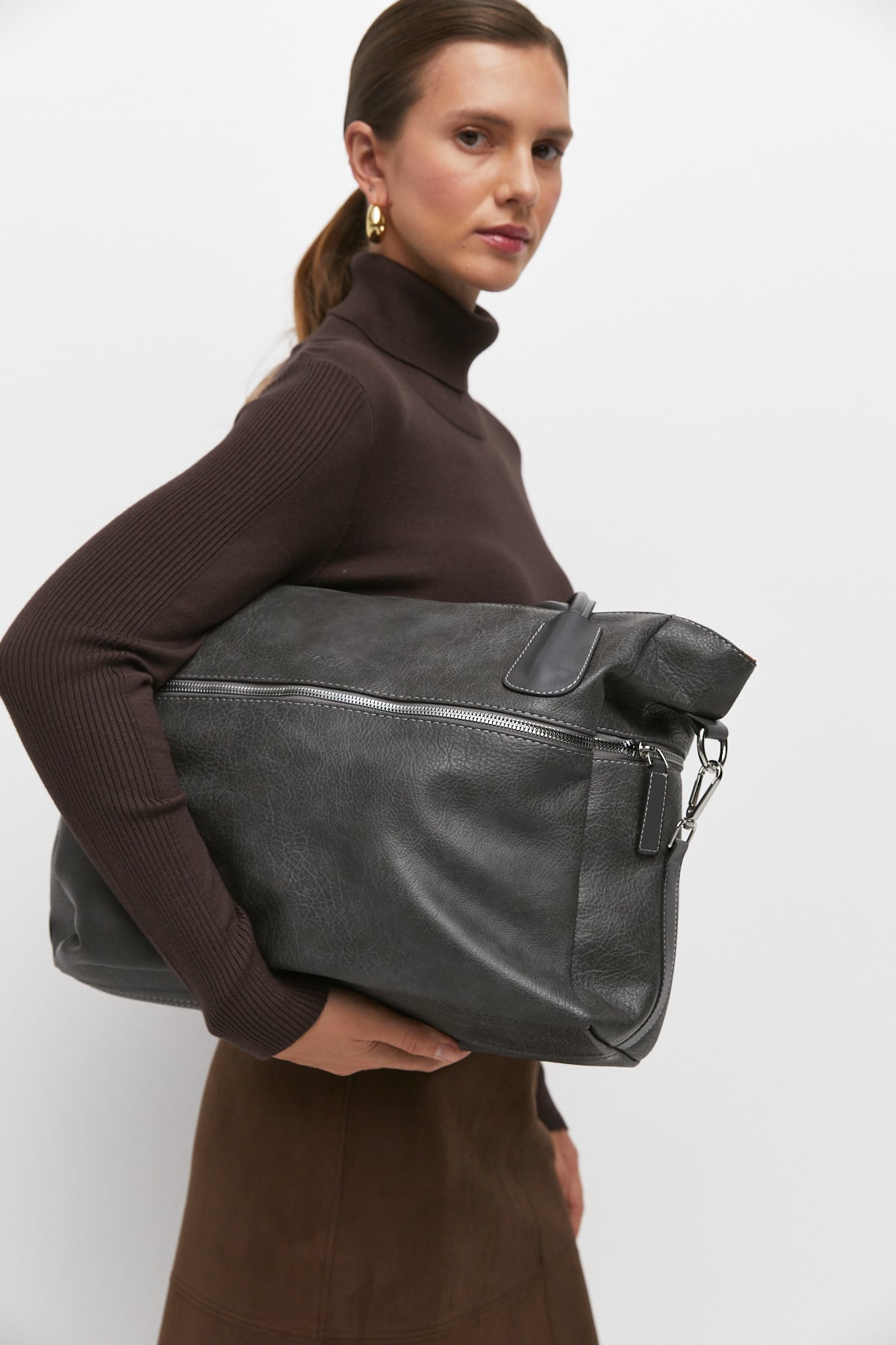 kyバック Michael Kors Avril Large Leather and Suede Satchel-POWDER BLUSH