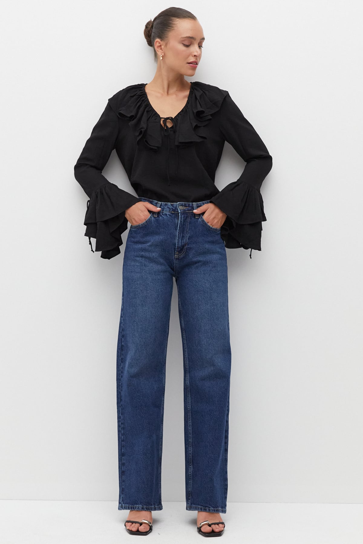 Wide Leg Jeans-LACIVE.