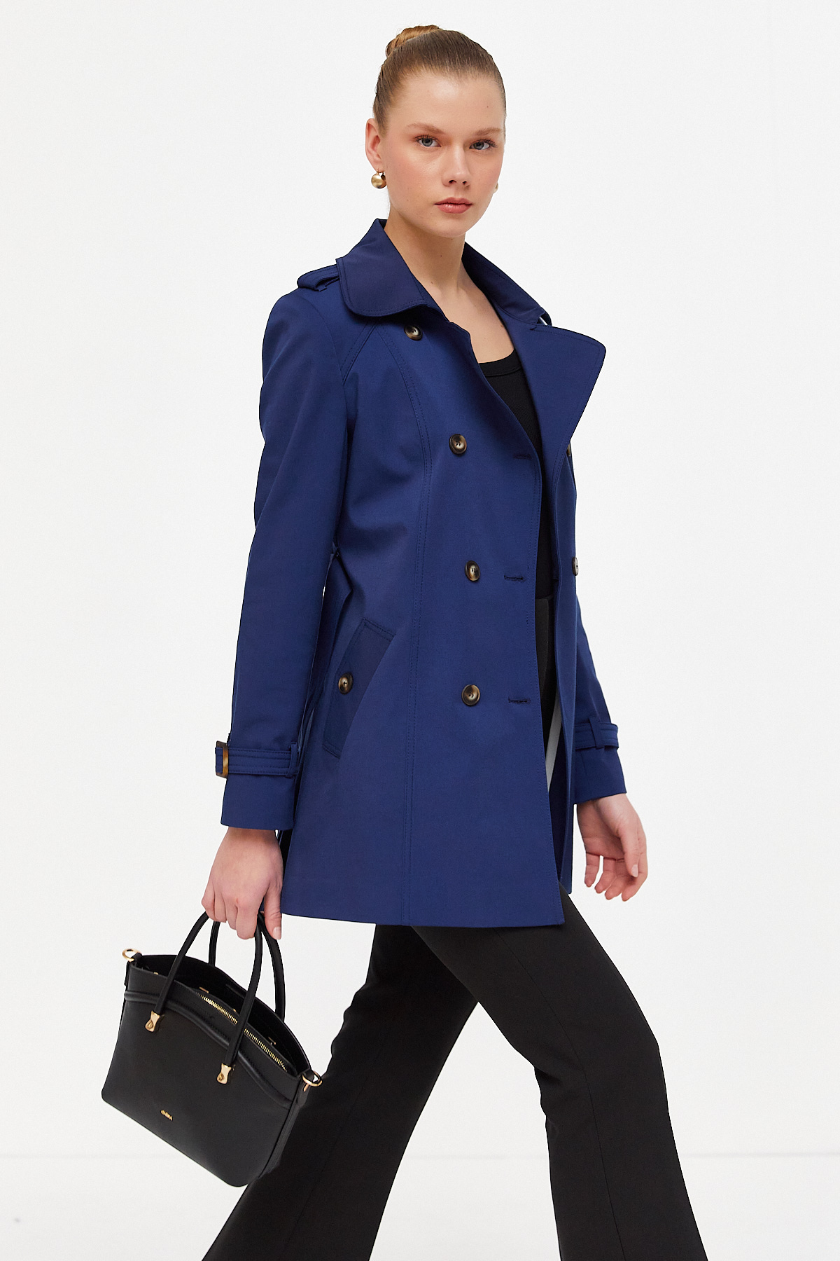 Kuşaklı Trençkot-SİYAH