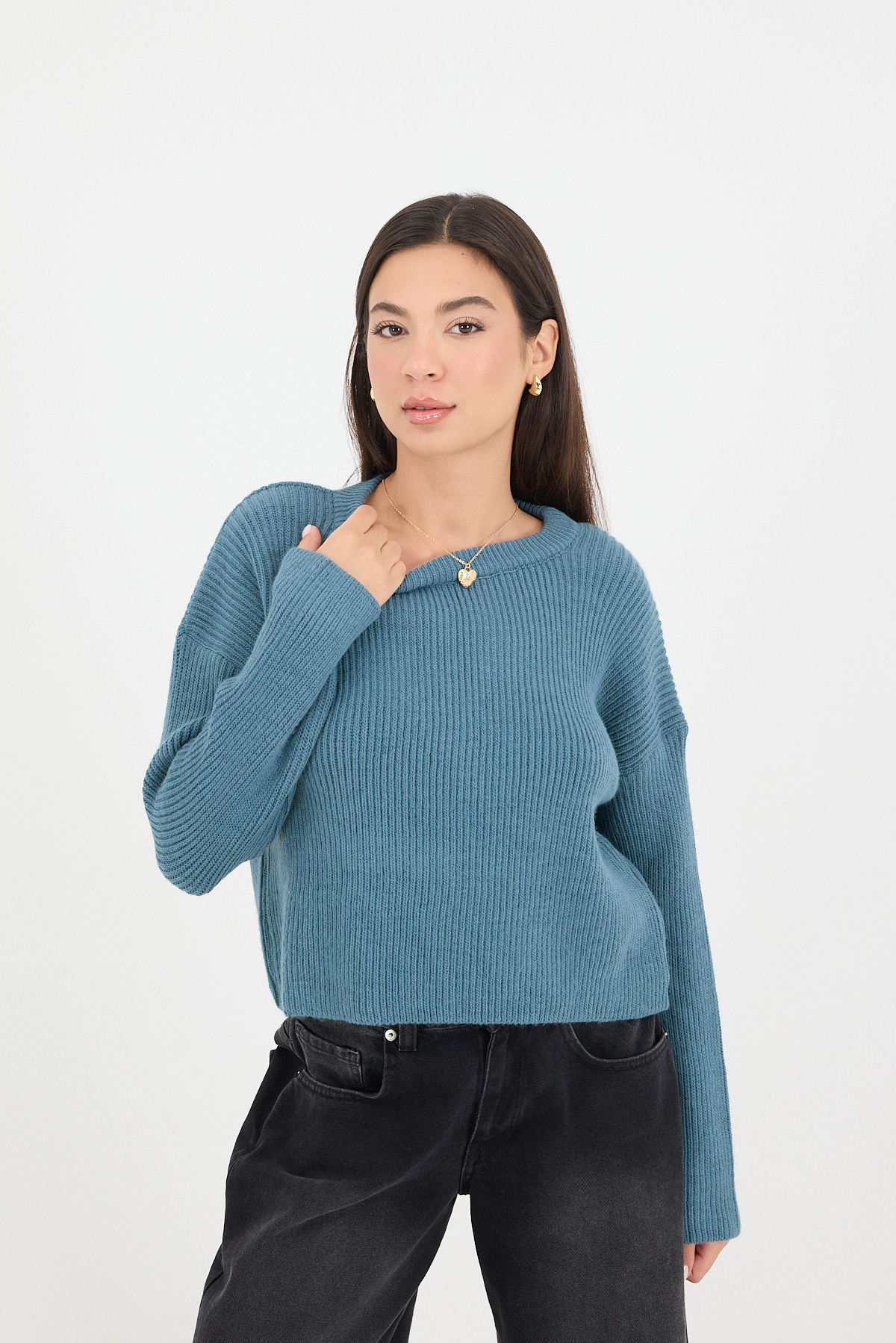 Koyu Mavi Bisiklet Yaka Triko Kazak K3392-B5 - Triko