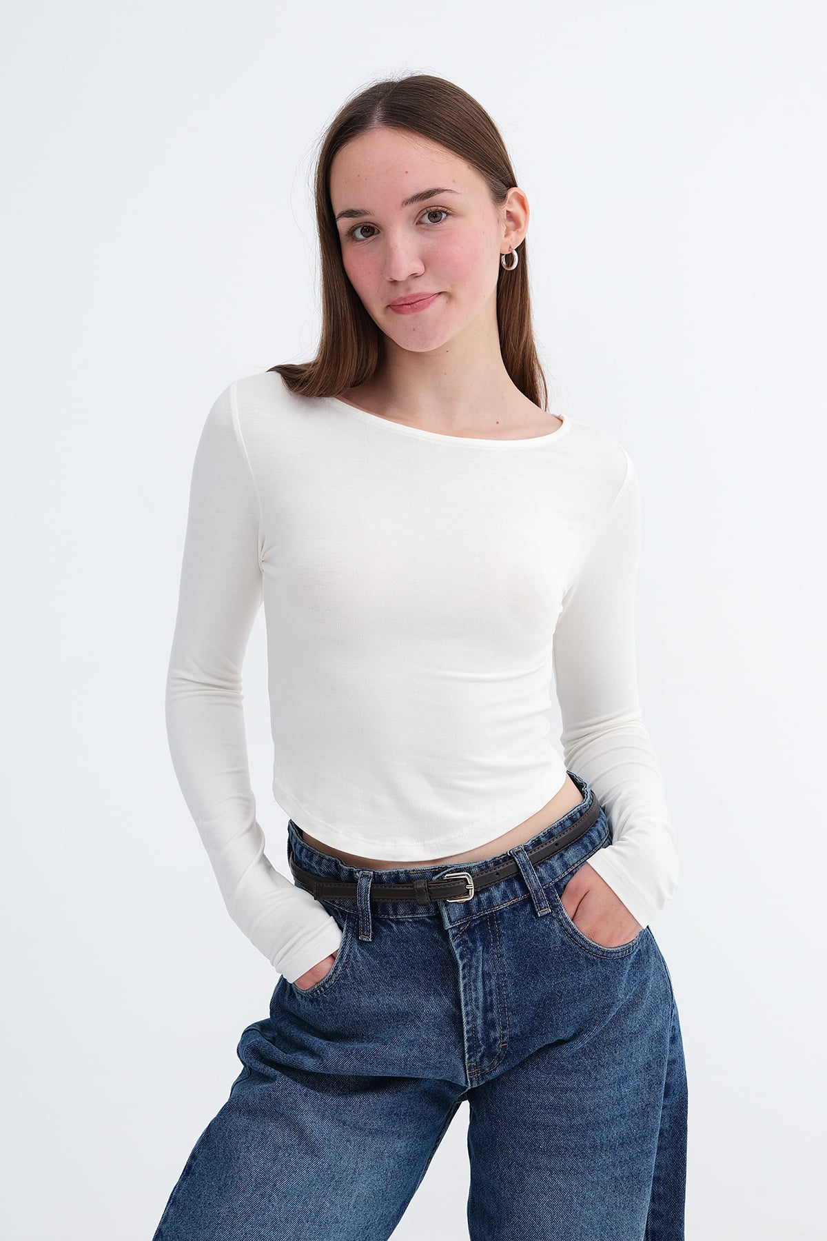 Bisiklet Yaka Basic Bluz