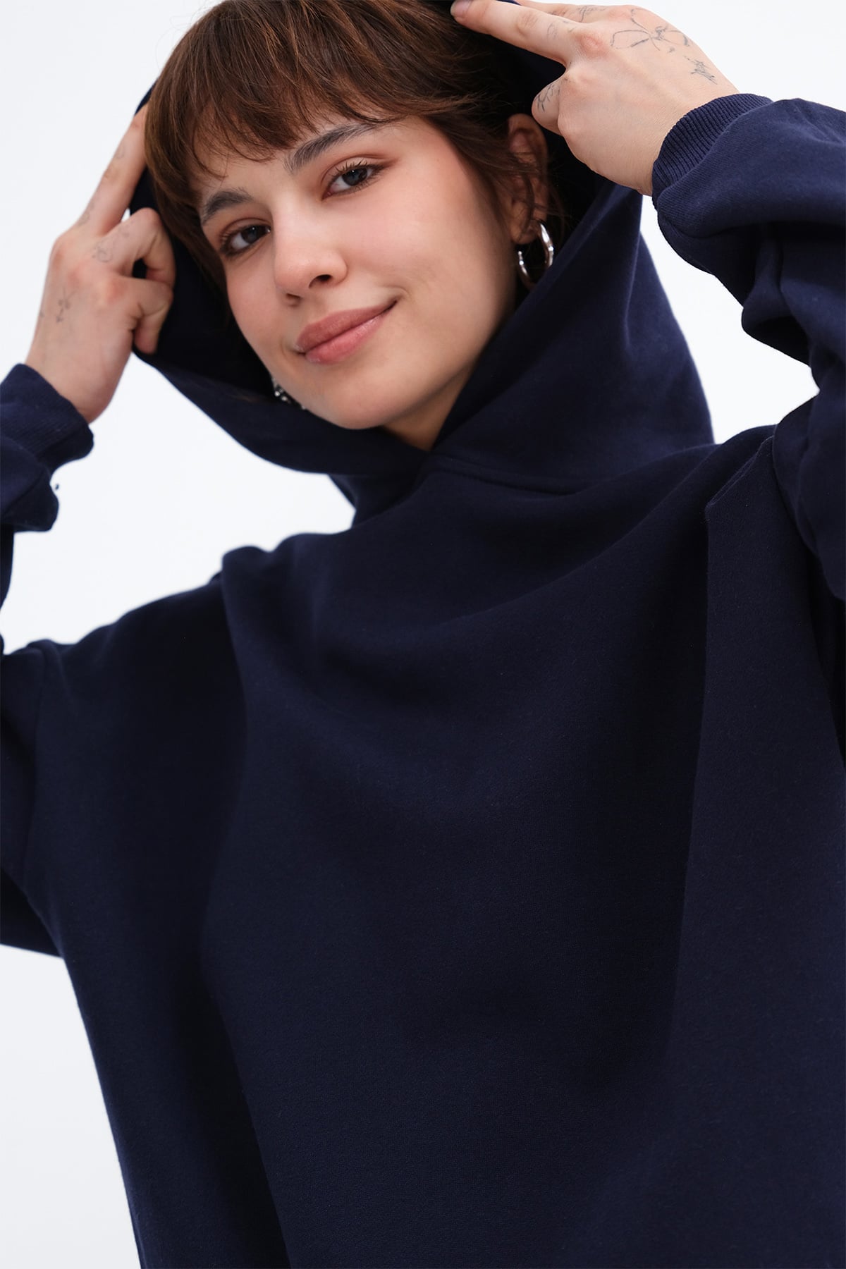 Kapüşonlu Şardonlu Sweatshirt