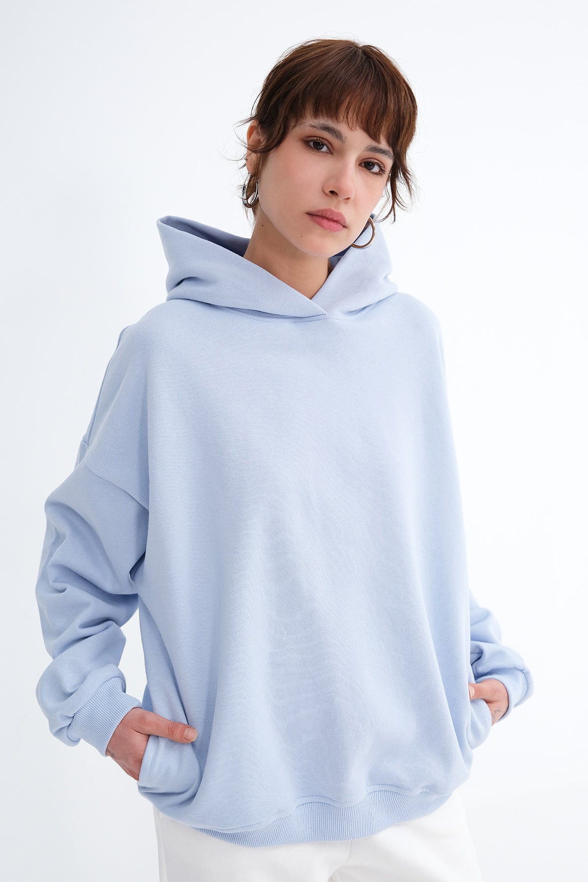 Kapüşonlu Şardonlu Sweatshirt