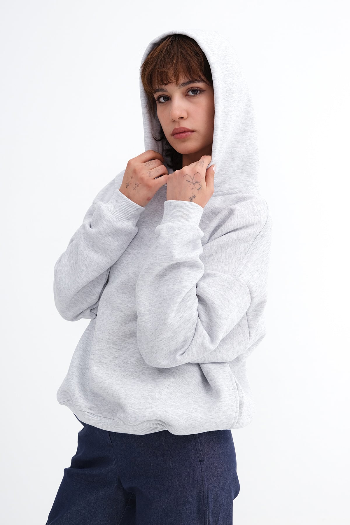 Kapüşonlu Şardonlu Sweatshirt