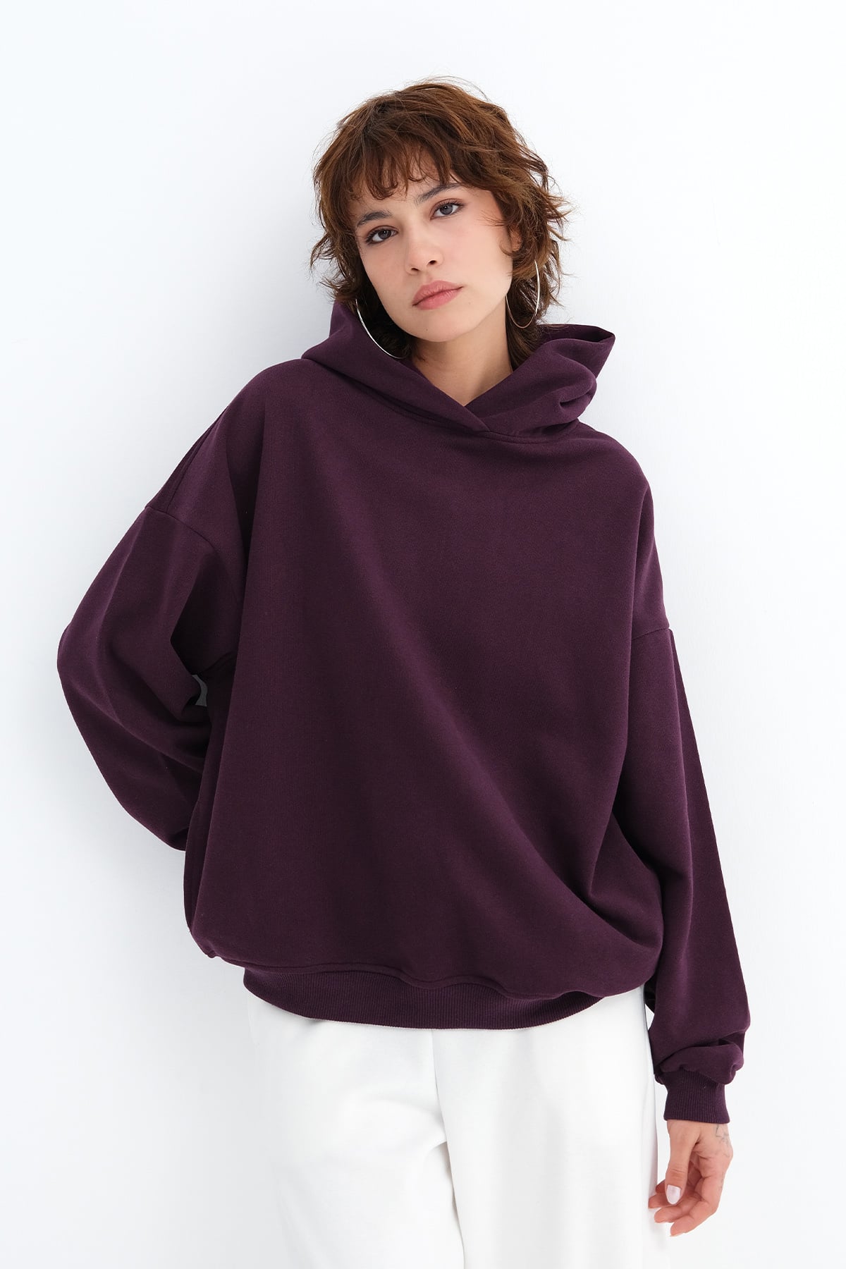 Kapüşonlu Şardonlu Sweatshirt