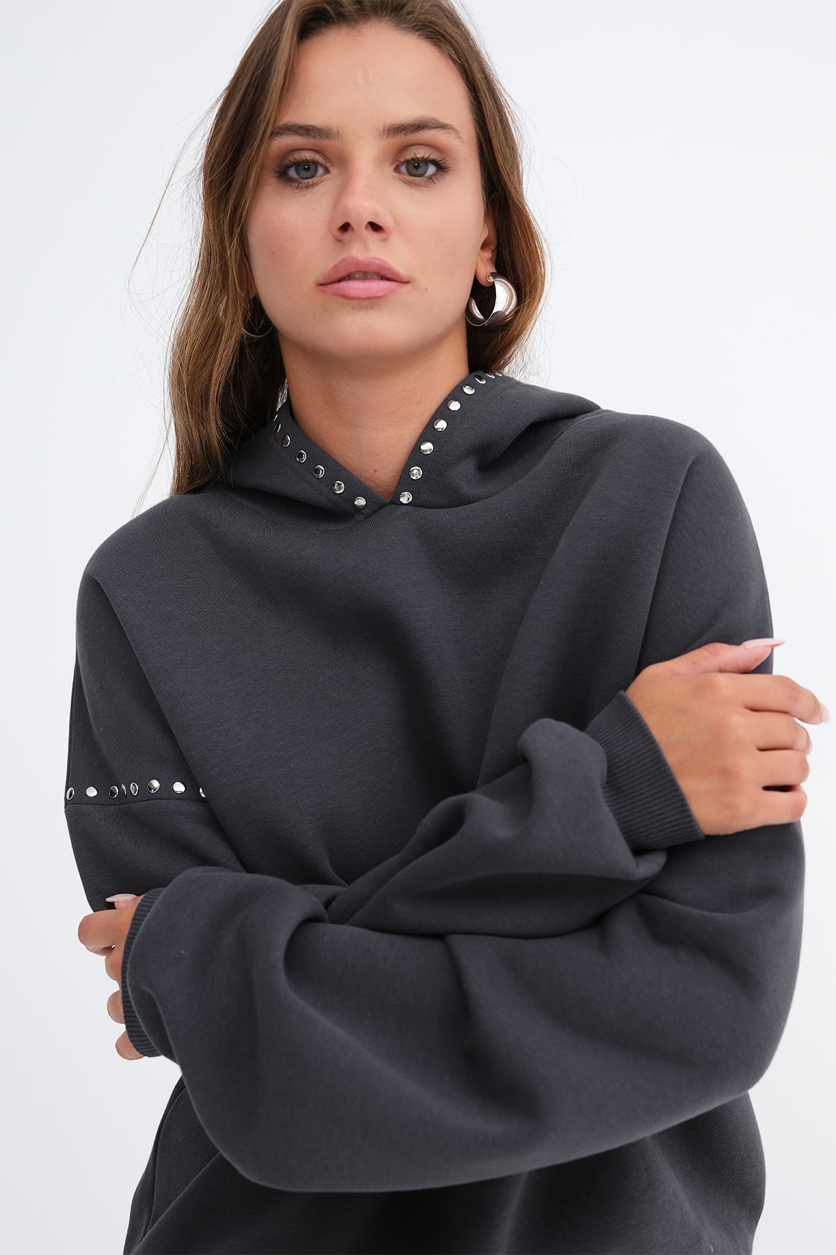 Zımba Detaylı Şardonlu Sweatshirt