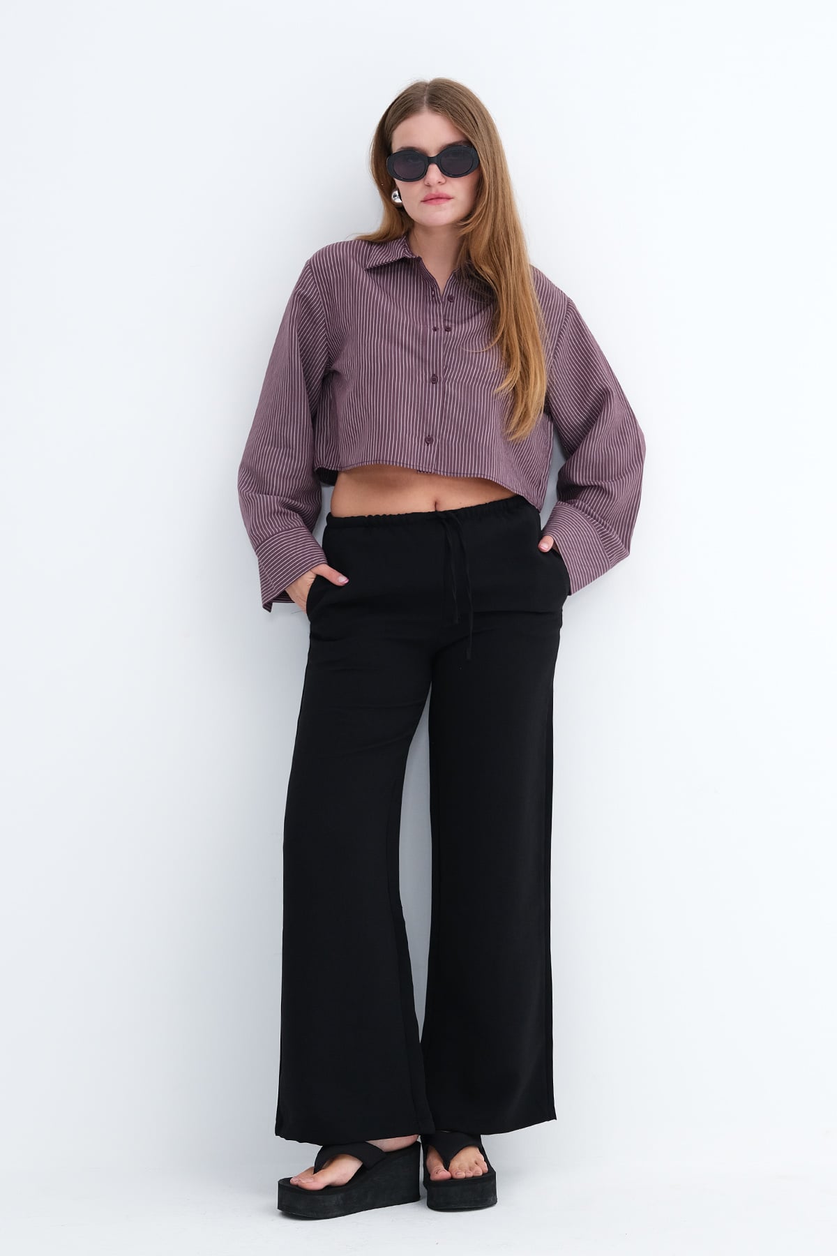 Beli Bağlamalı Wide Leg Pantolon