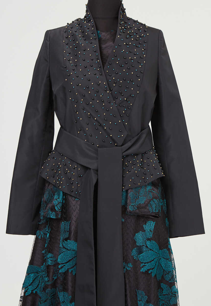 15k1017 Çiek Desenli Ceketli Abiye