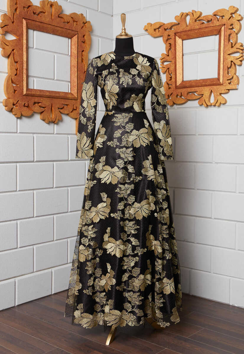 15k1017 Çiek Desenli Ceketli Abiye, Tesettür Giyim