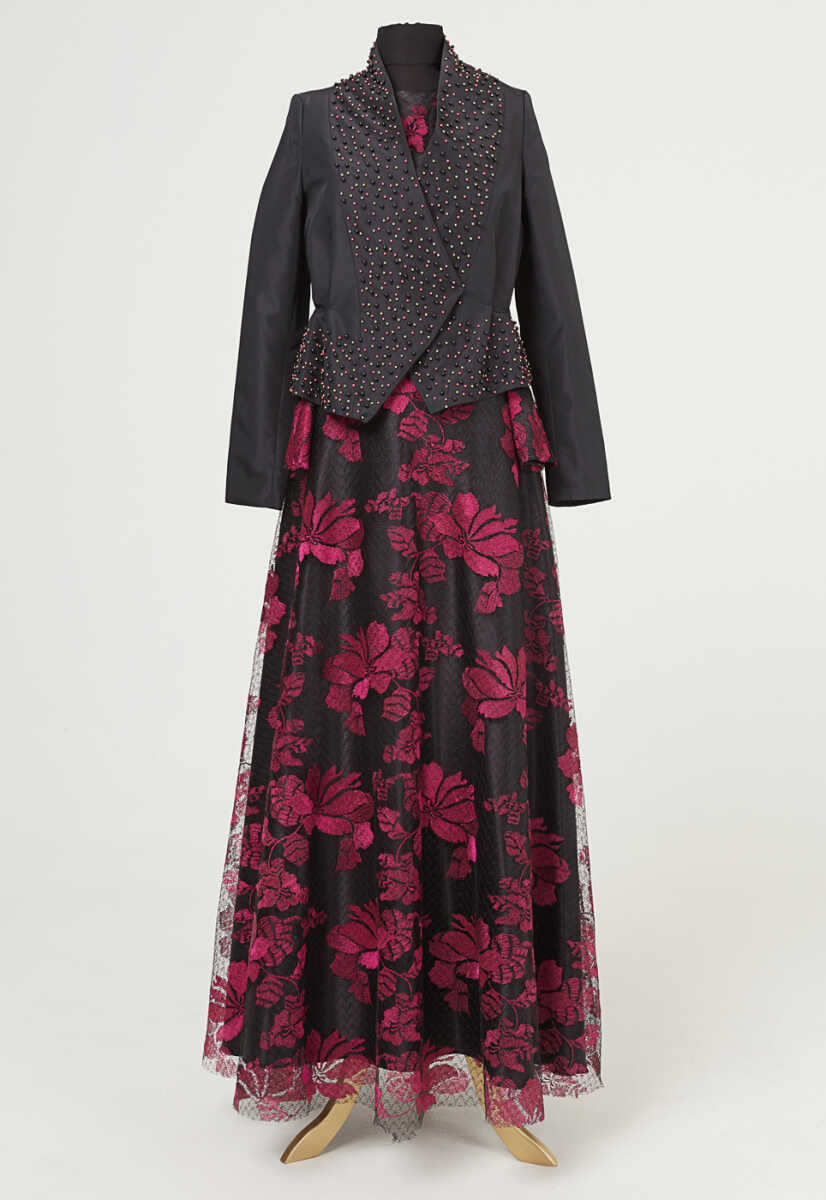 15k1017 Çiek Desenli Ceketli Abiye