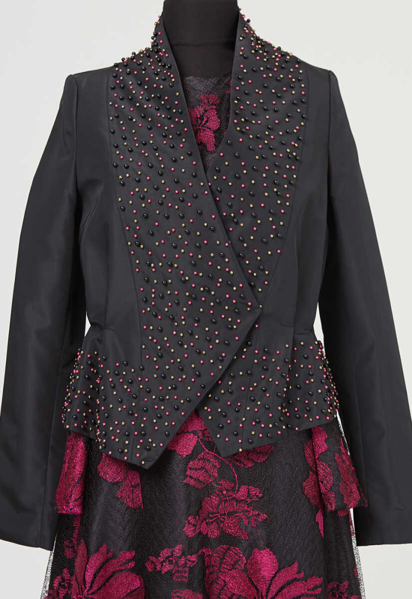 15k1017 Çiek Desenli Ceketli Abiye