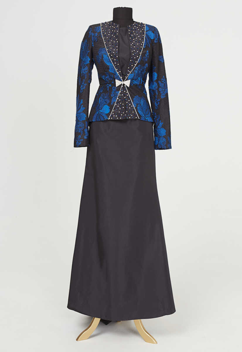 15k1020 Desenli Ceketli Abiye