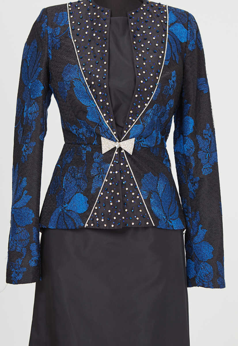 15k1020 Desenli Ceketli Abiye