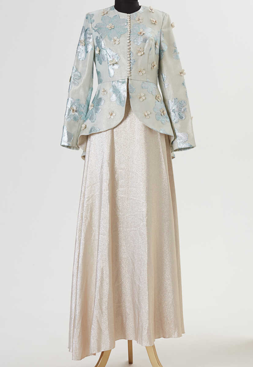 15y1027 Çiçek Desenli Ceketli Abiye Elbise, Tesettür Giyim