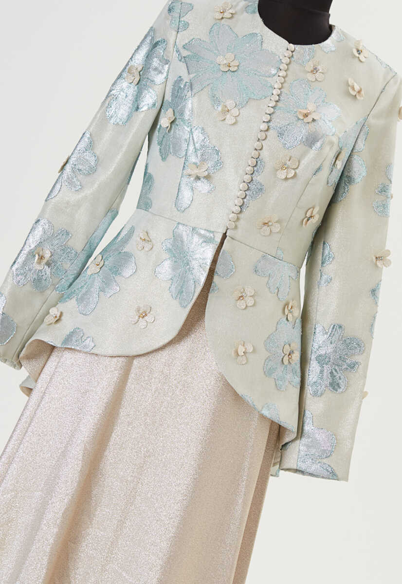 15y1027 Çiçek Desenli Ceketli Abiye Elbise, Tesettür Giyim